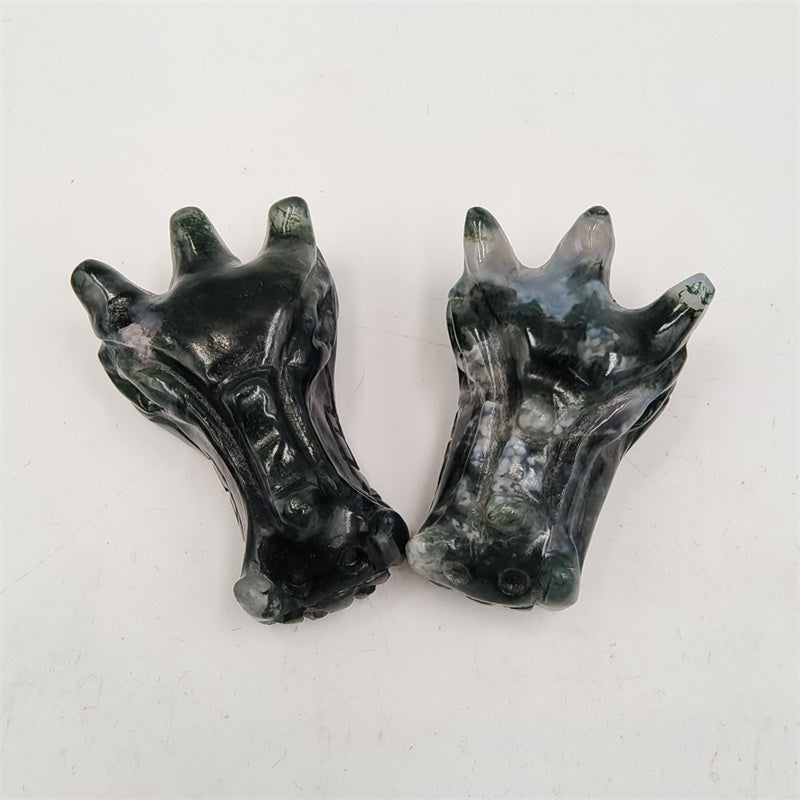 Moss agate dragon head