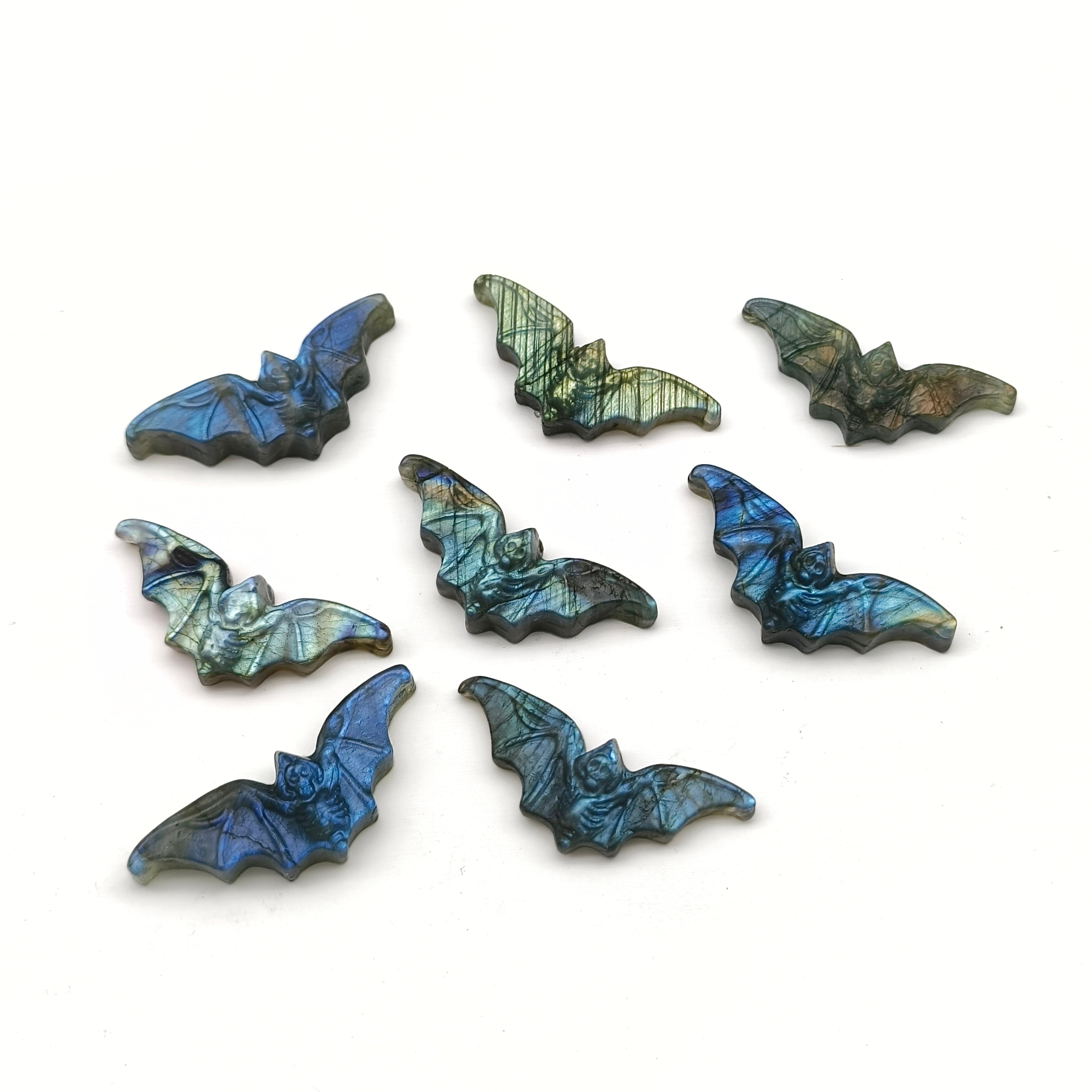 Silver obsidian, Labradorite ,bat