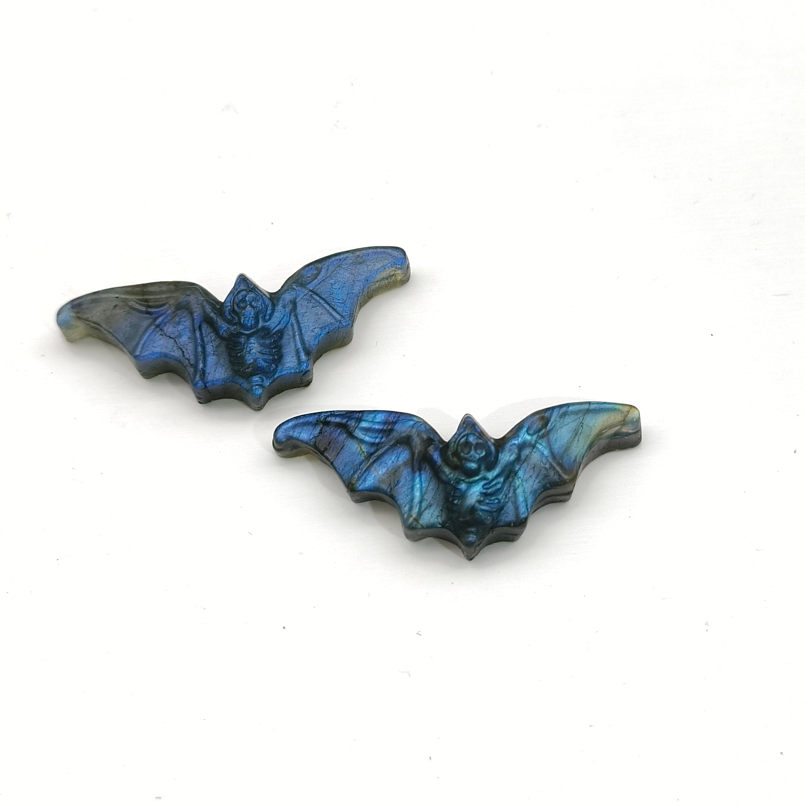 Silver obsidian, Labradorite ,bat