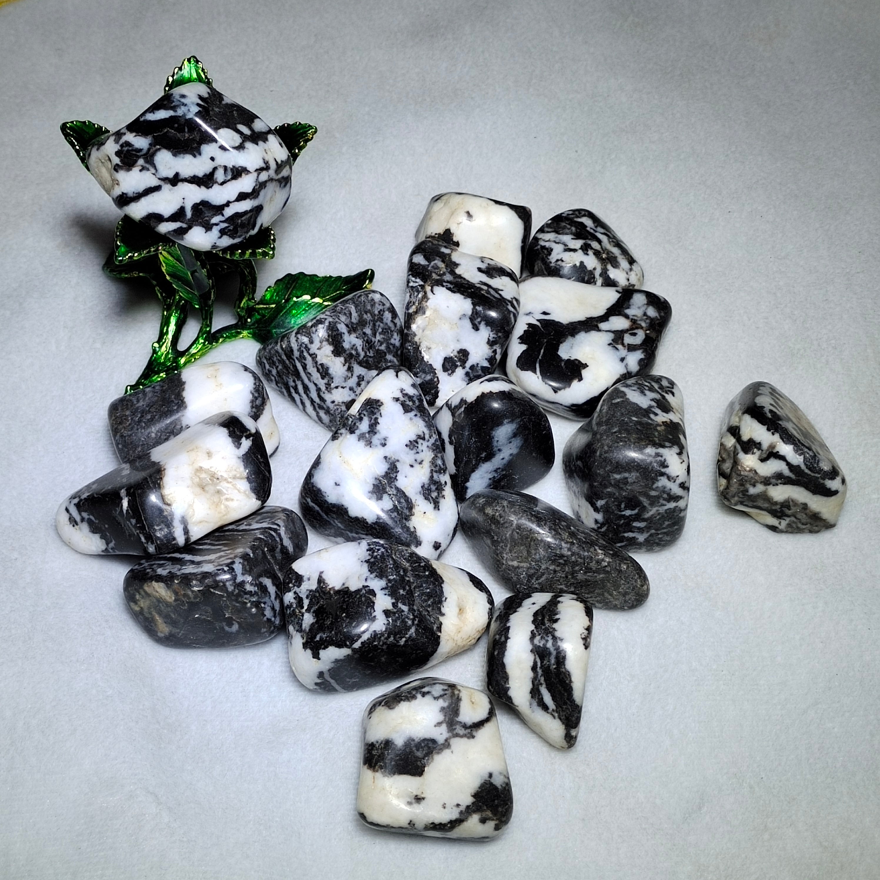 Black zebra stone tumbles