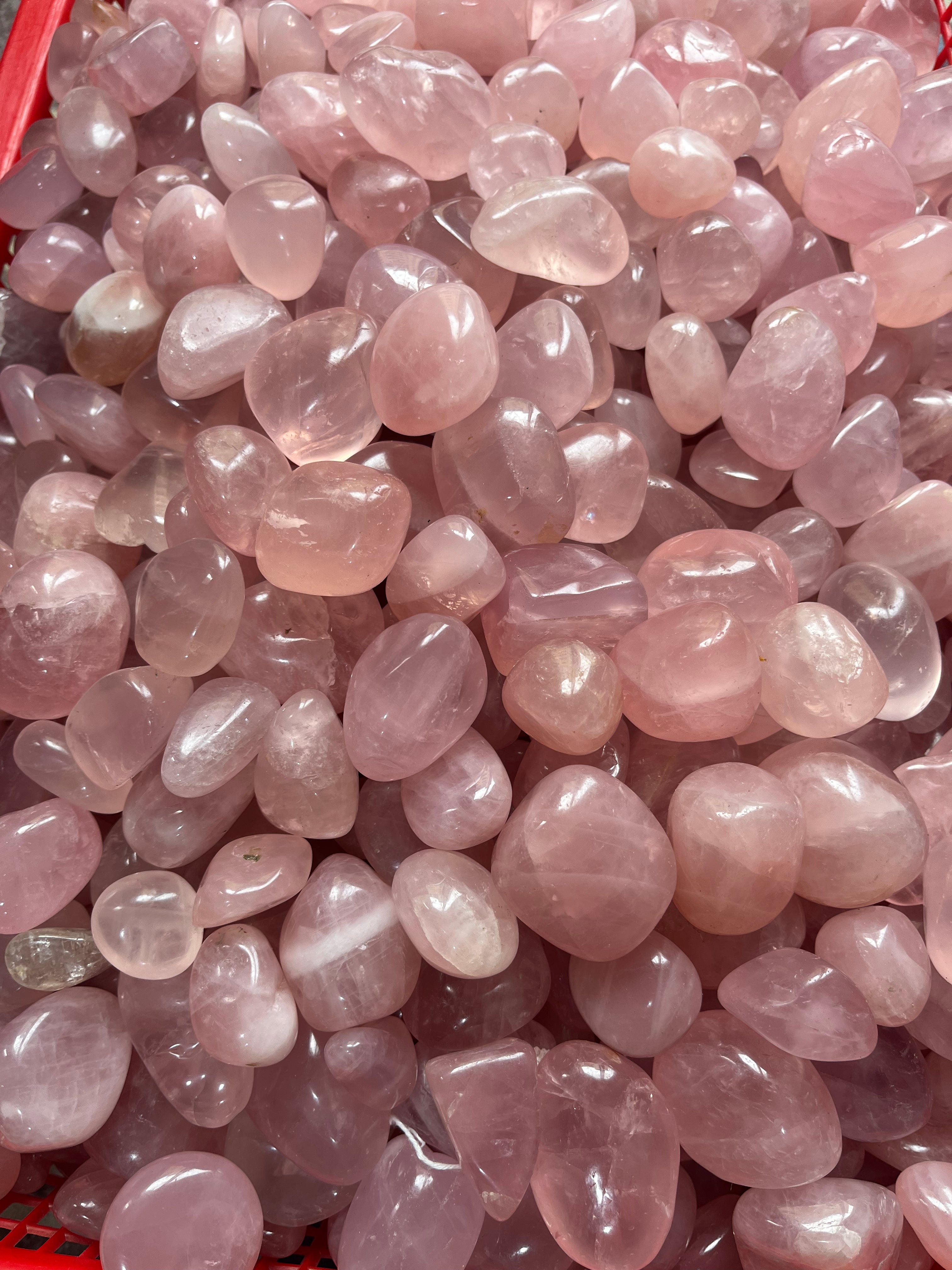 Rose quartz tumbles
