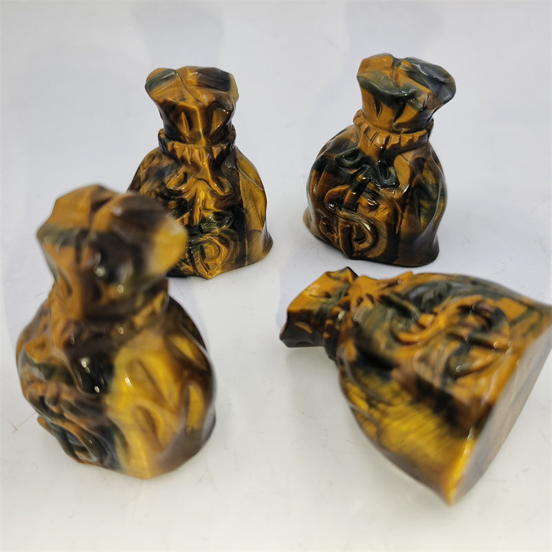 Blue and yellow tiger eye money bag