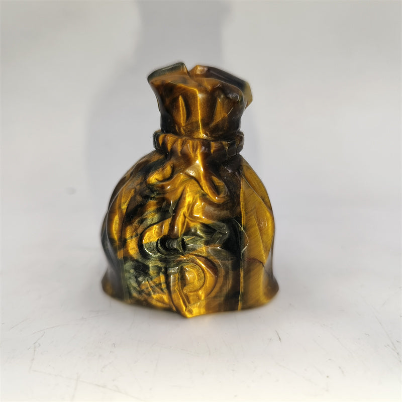 Blue and yellow tiger eye money bag