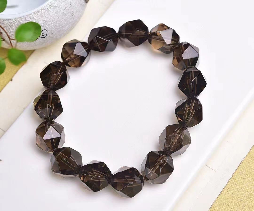 smoky quartz faceted bracelet