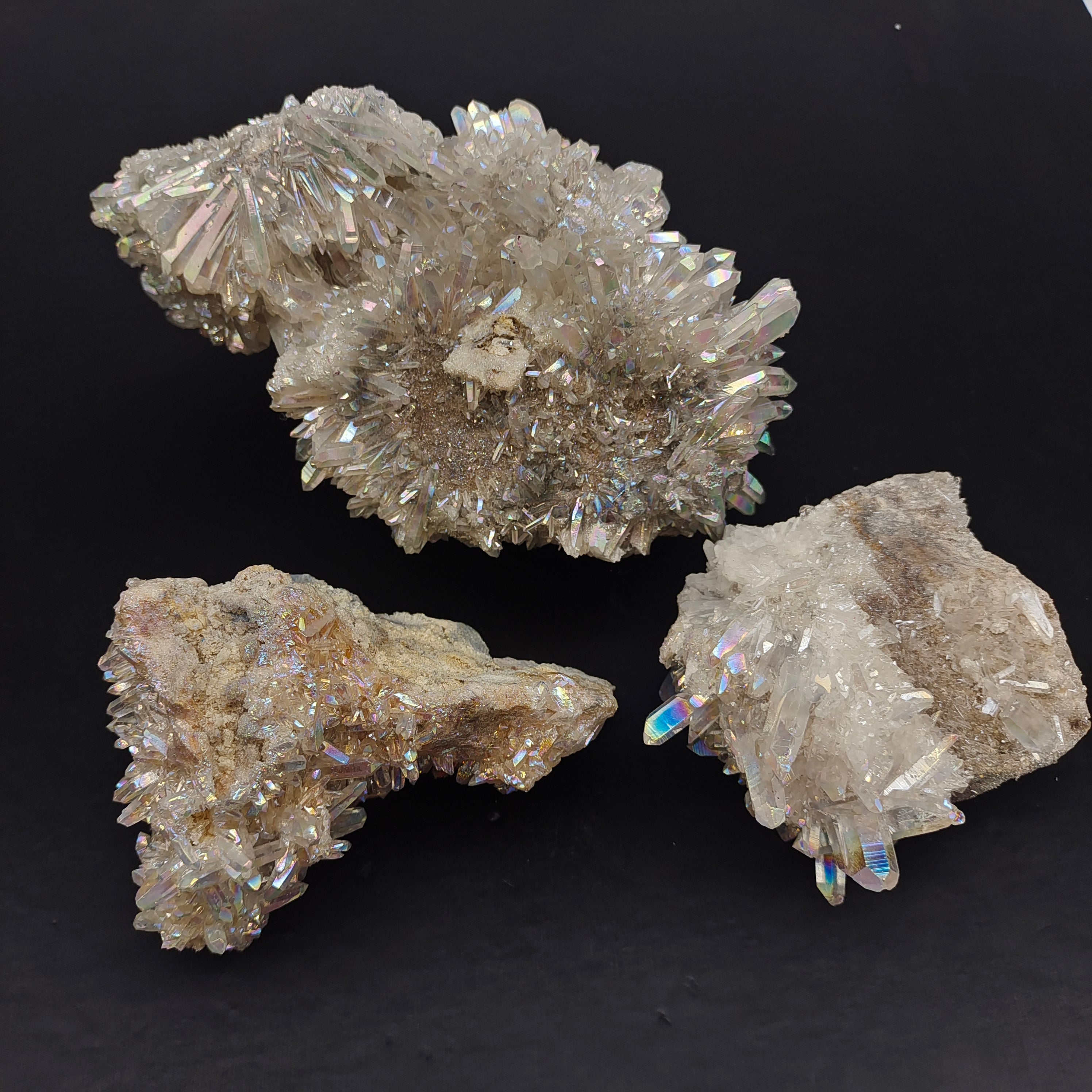 Aura chrysanthemum quartz clusters