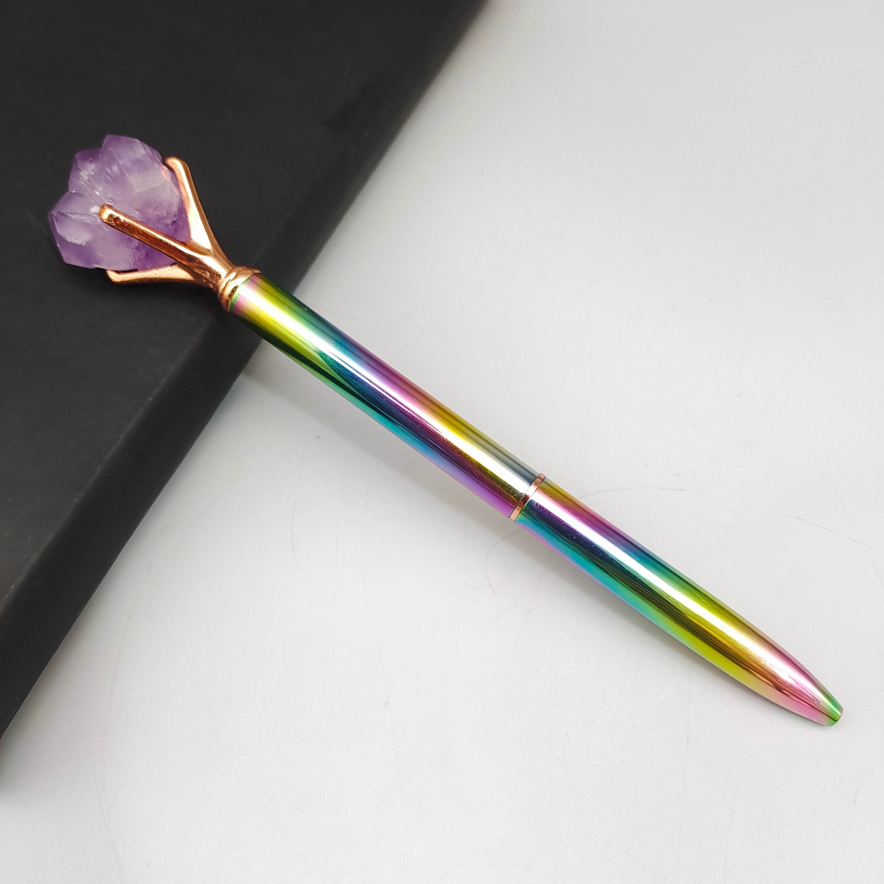 Crystal amethyst bud pen