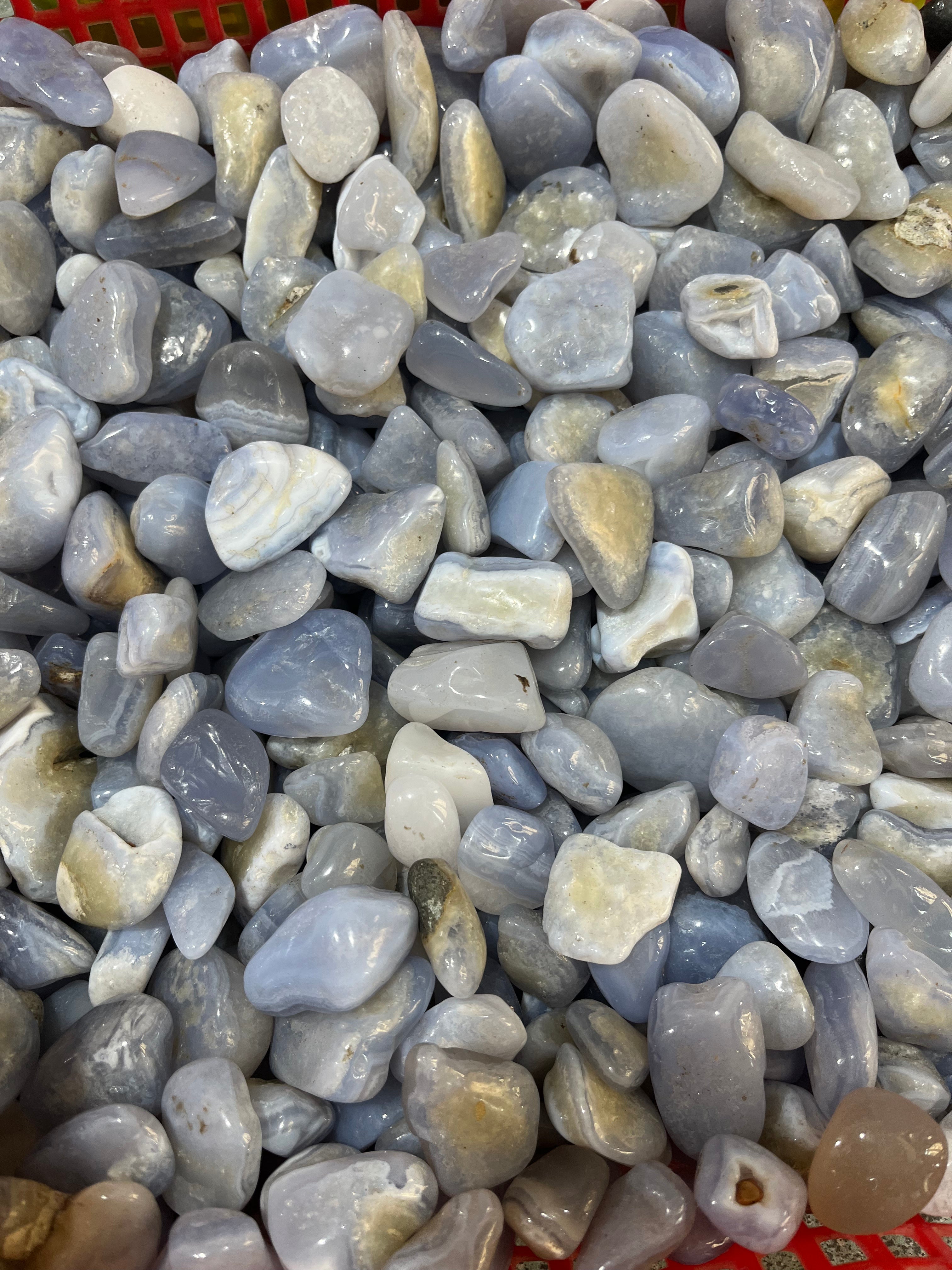 Blue lace agate tumbles