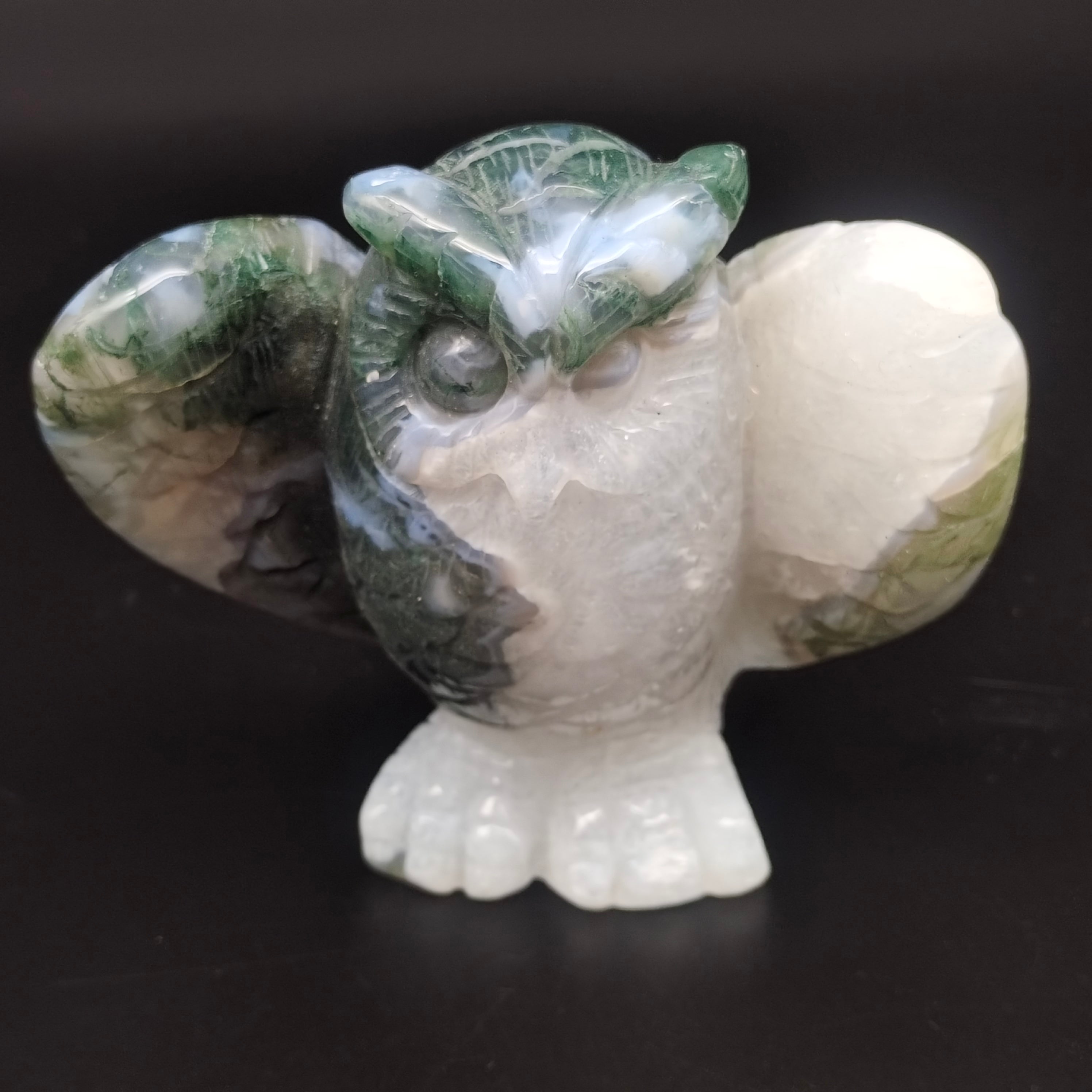 Moss agate owl