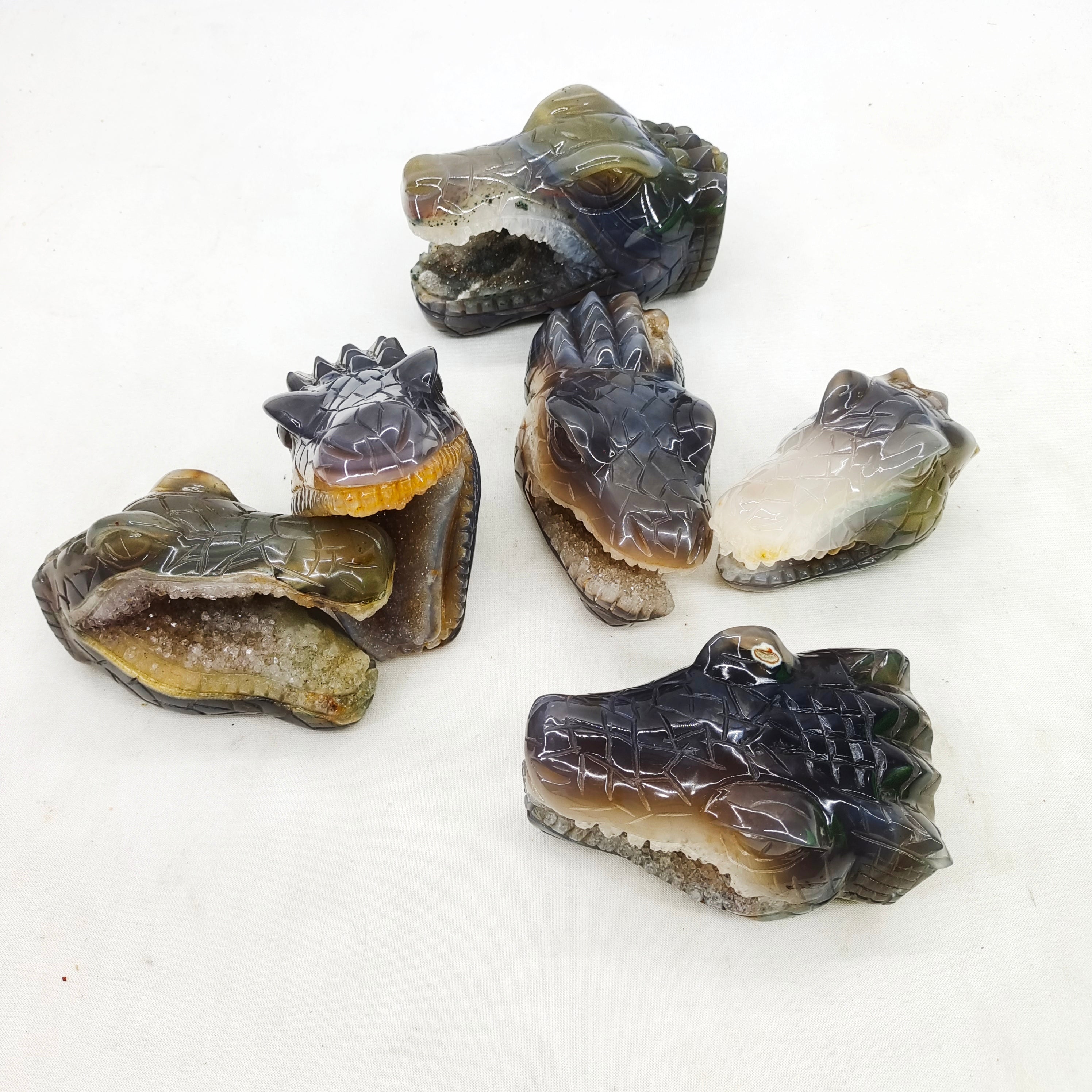 Agate Geode Crocodile Head