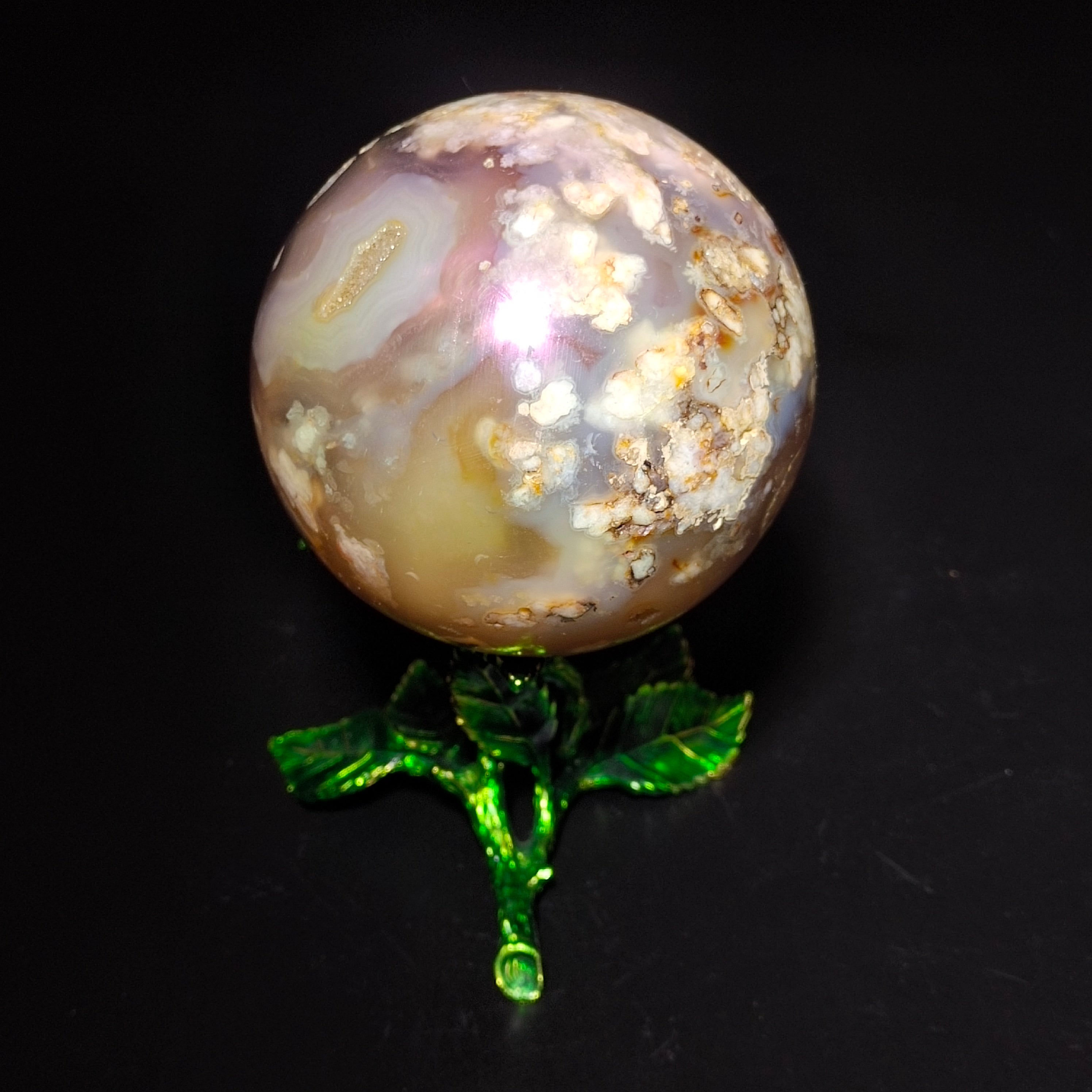 Aura flower agate sphere