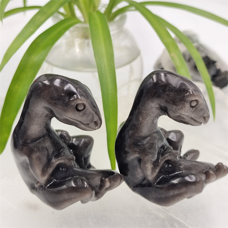 Silver obsidian baby dragon