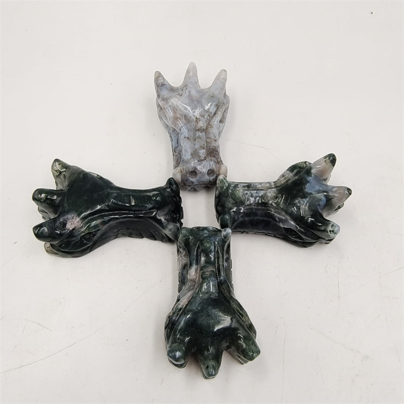 Moss agate dragon head