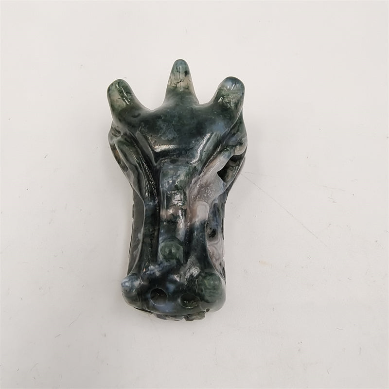 Moss agate dragon head