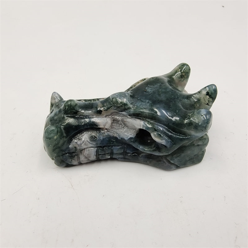 Moss agate dragon head