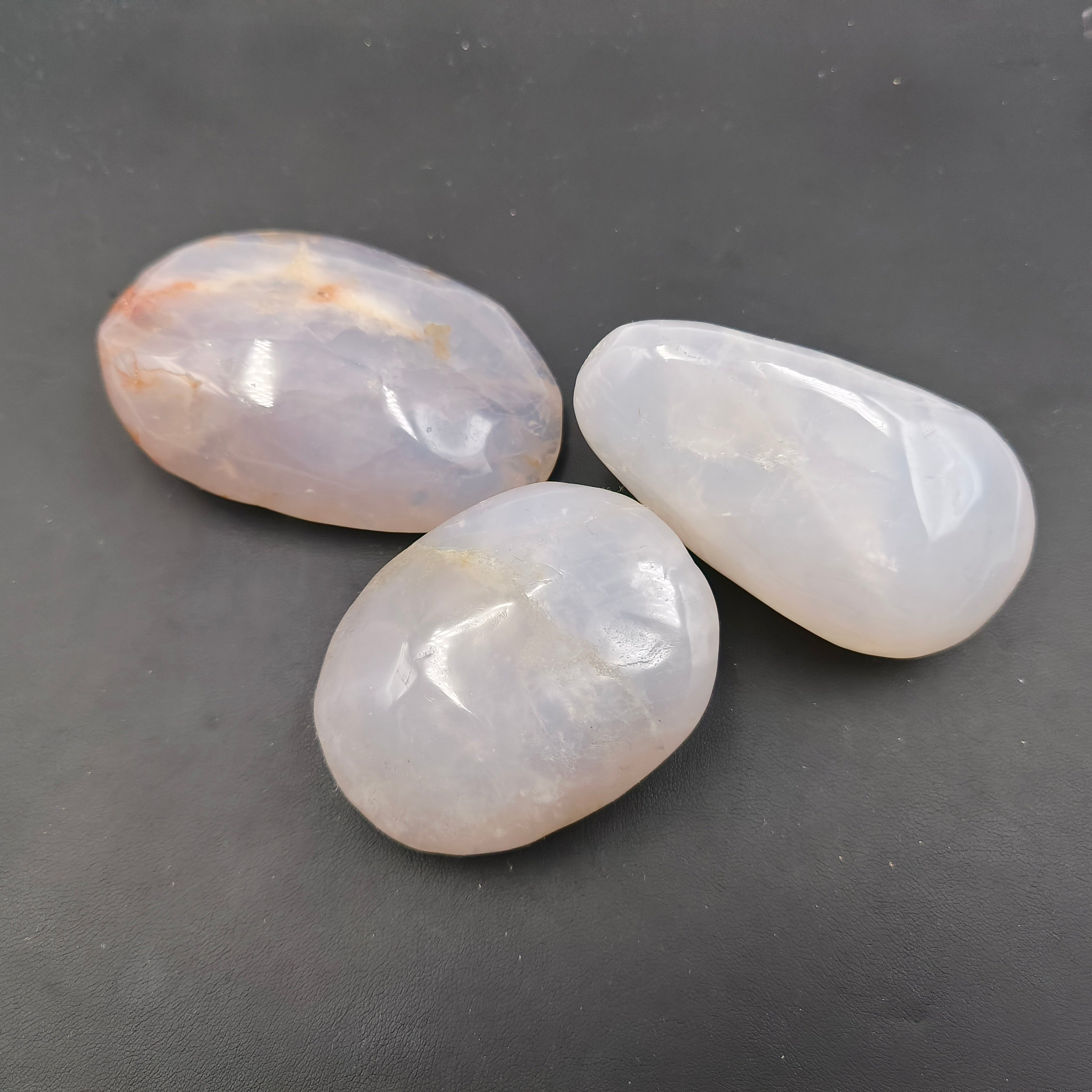 Blue rose quartz palmstone