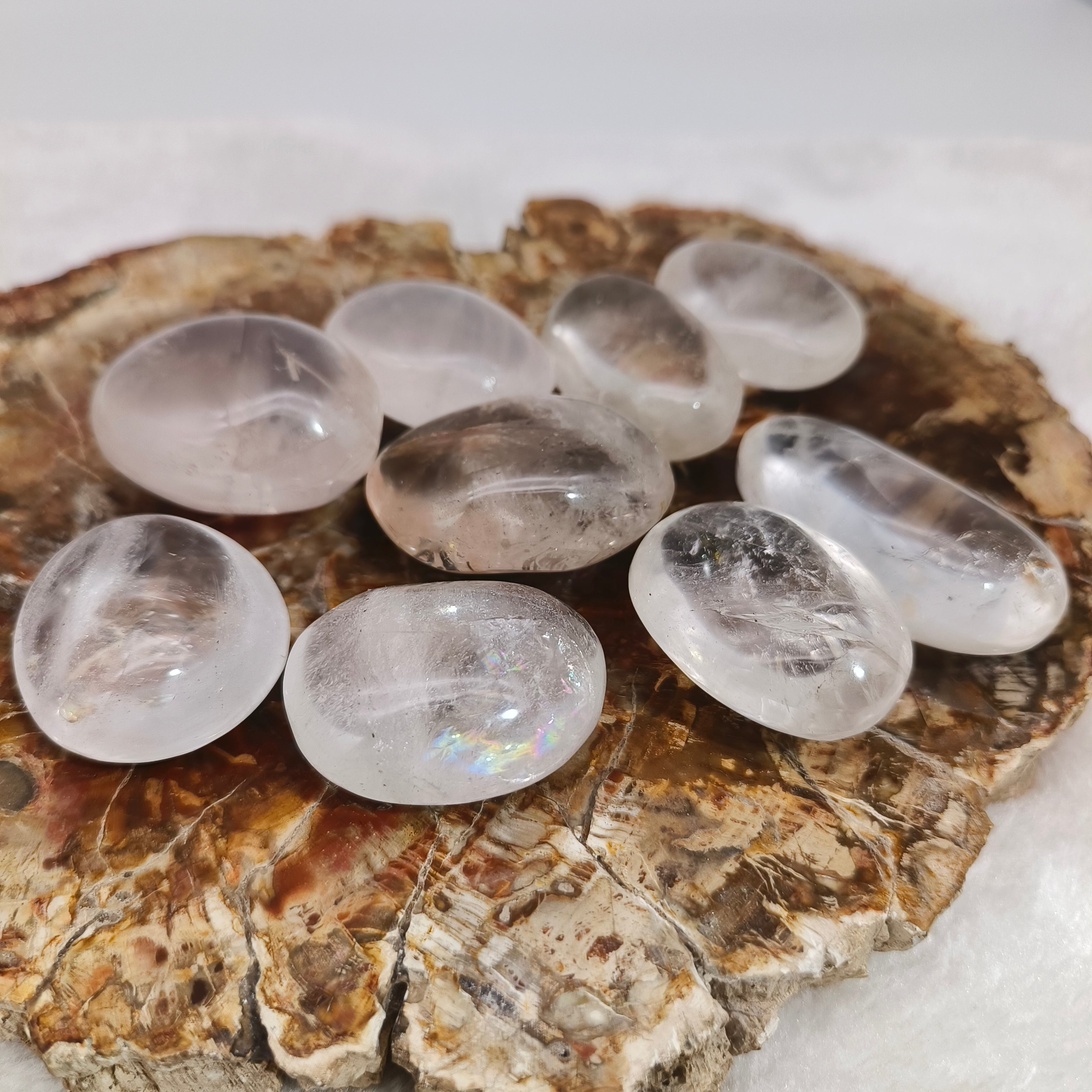 Clear quartz palmstone