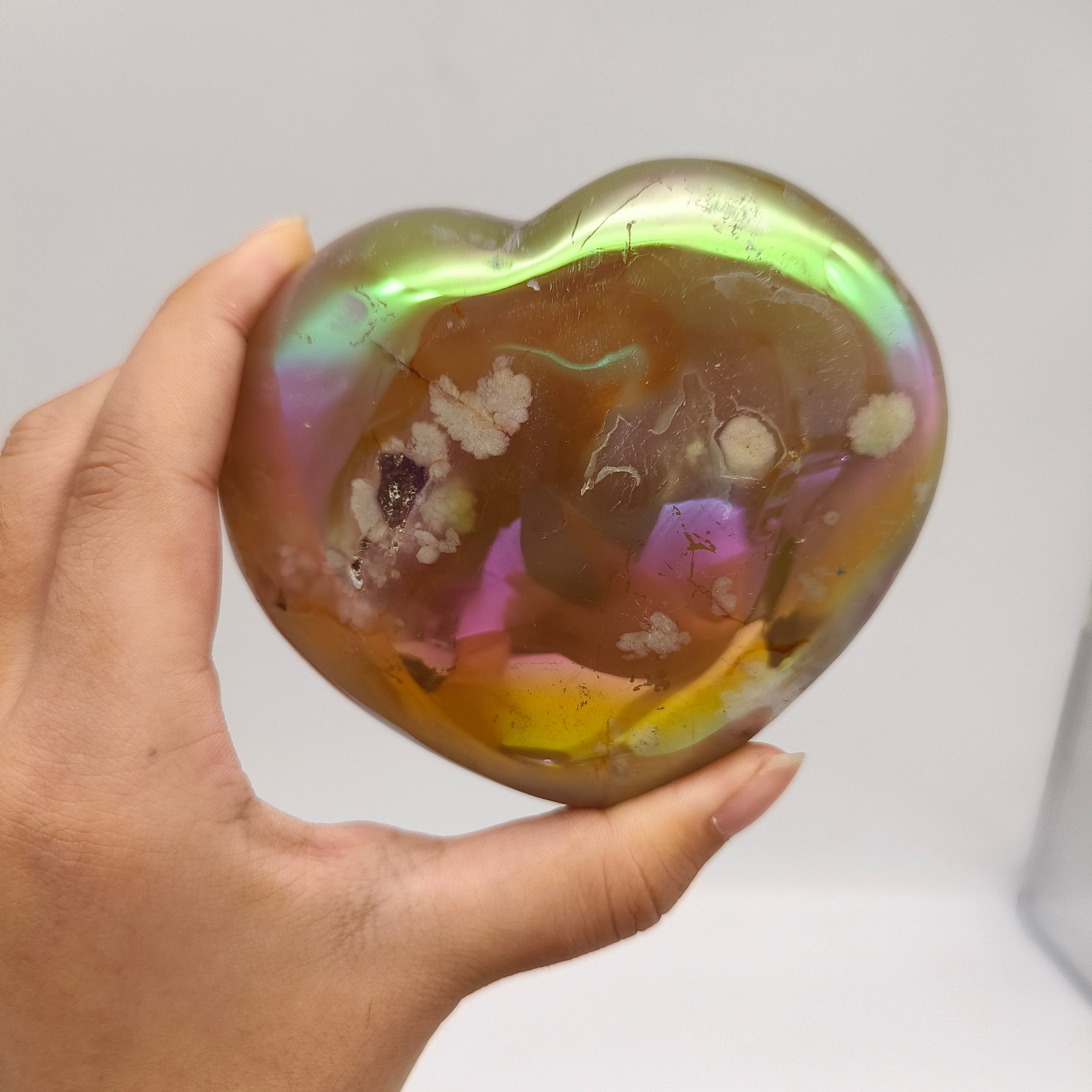 Aura flower agate heart