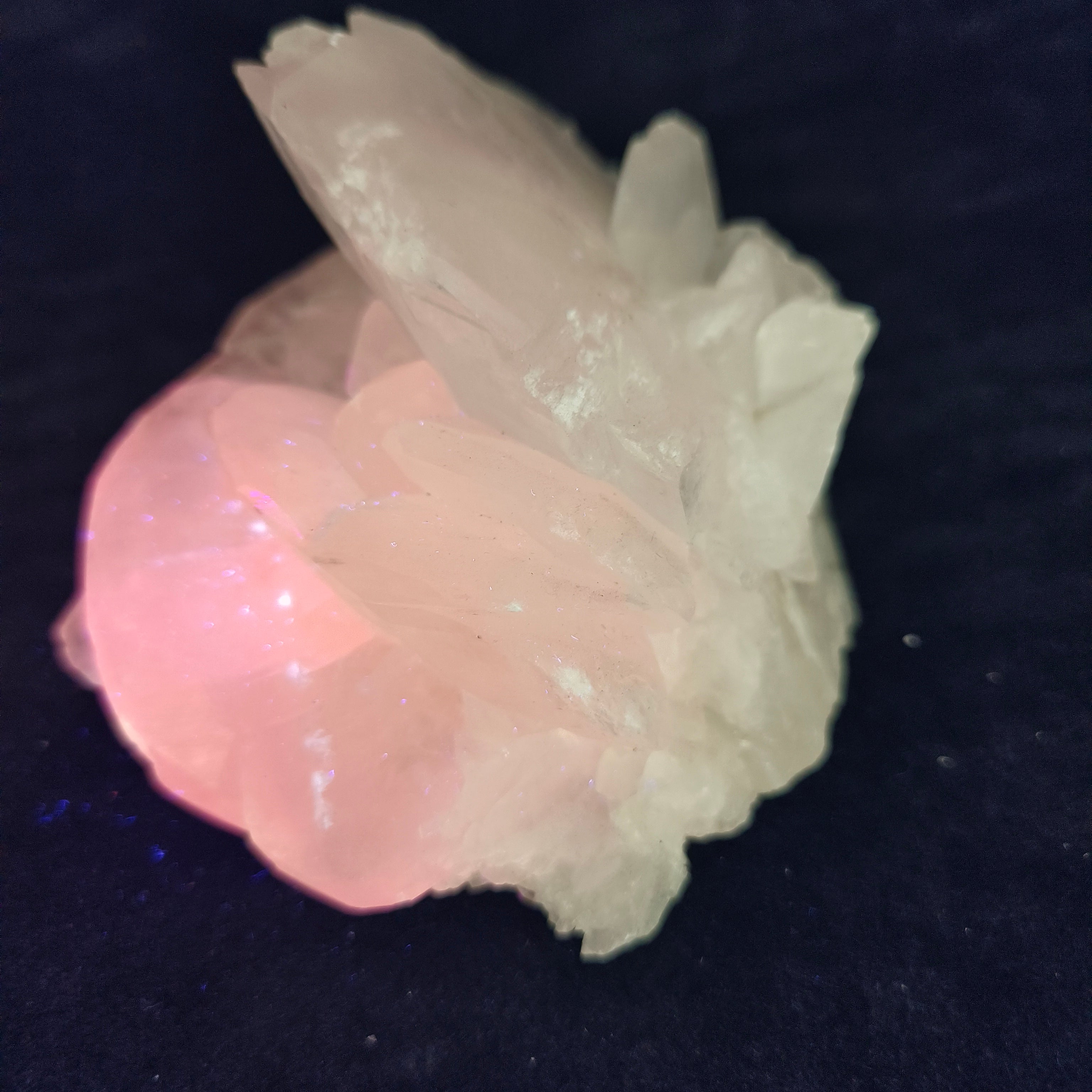 Symbiosis of Fluorescent Calcite and Shining Diamond Specimen