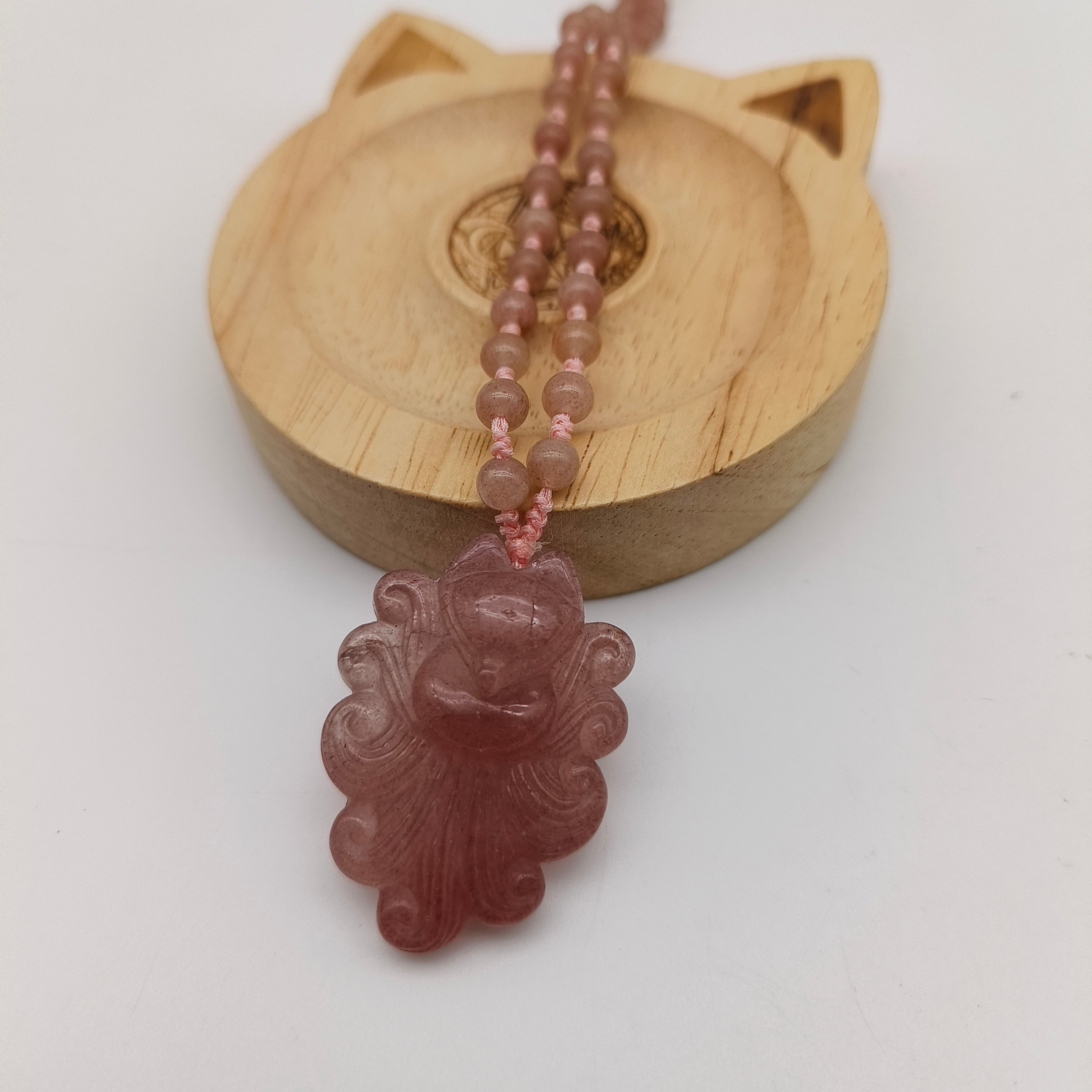 Strawberry Crystal Fox Necklace