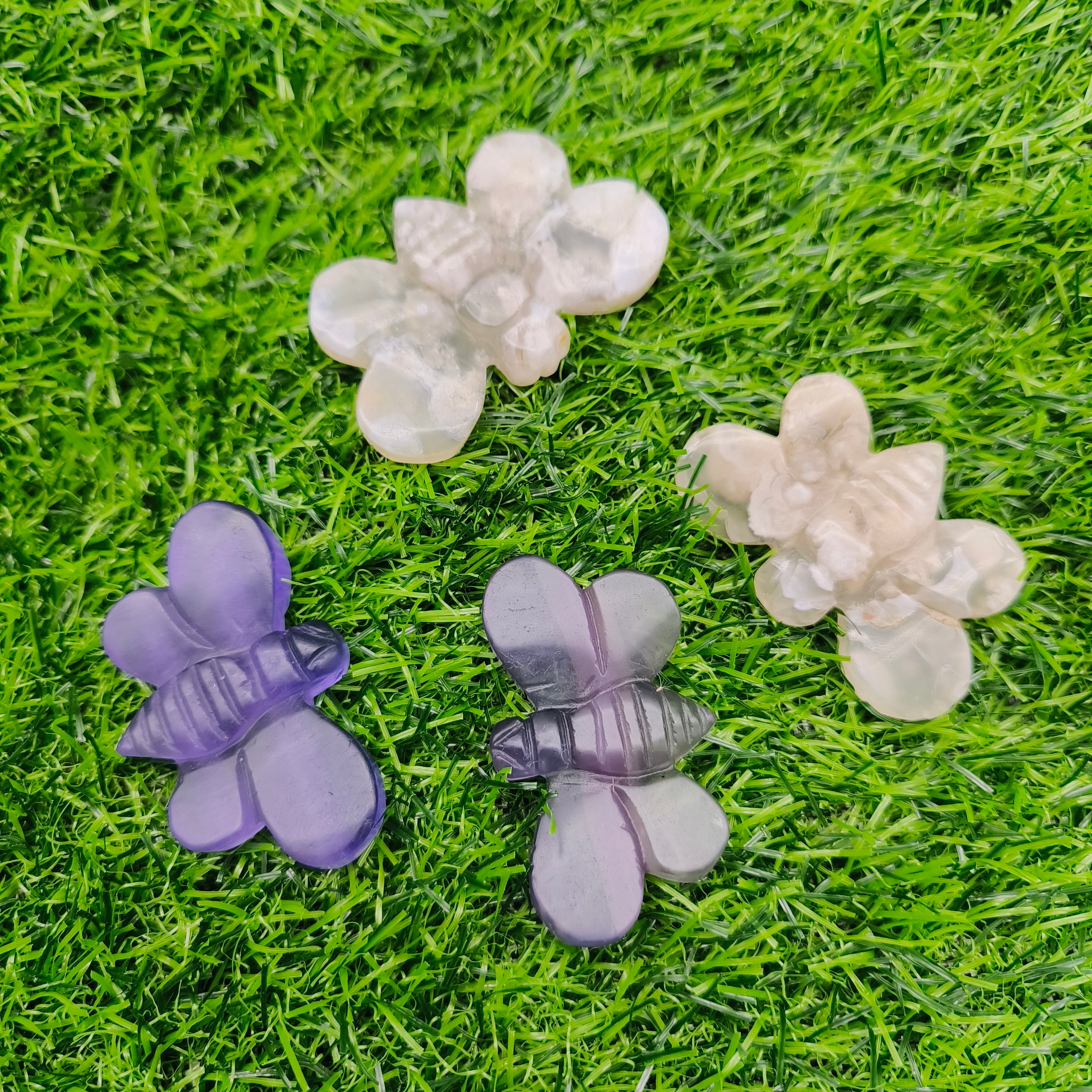 Fluorite, flower agate bee