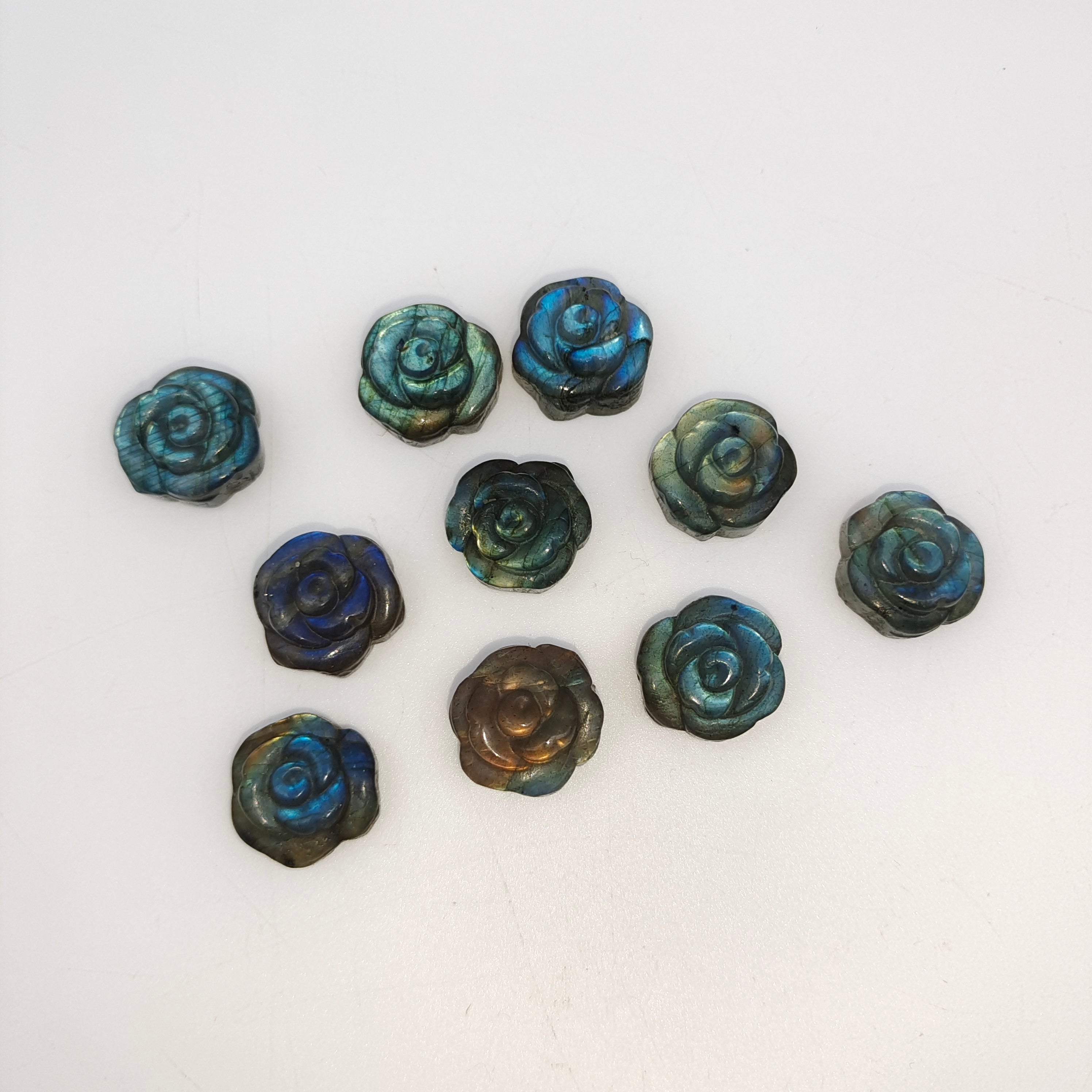 Labradorite flowers of various shapes