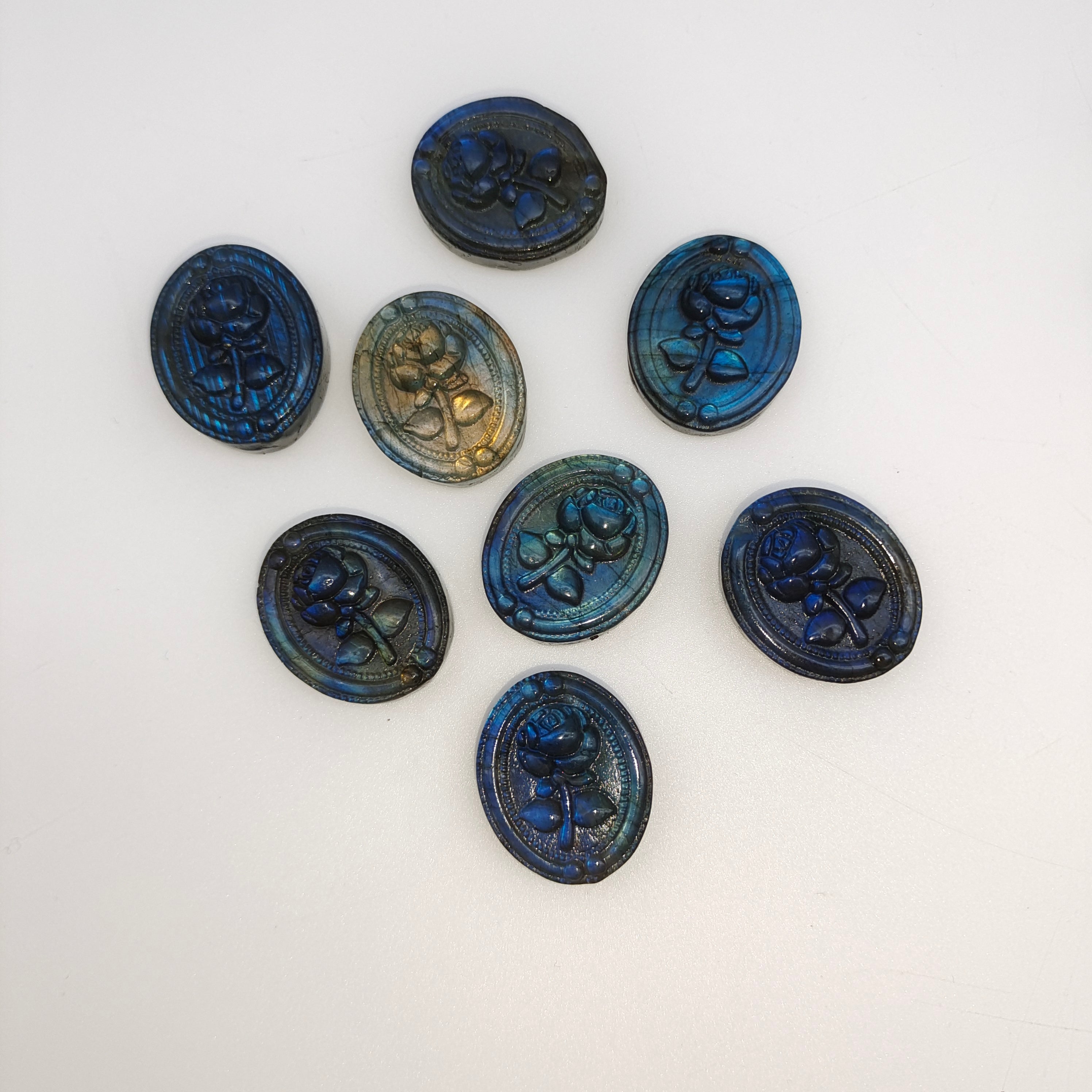 Labradorite flowers of various shapes