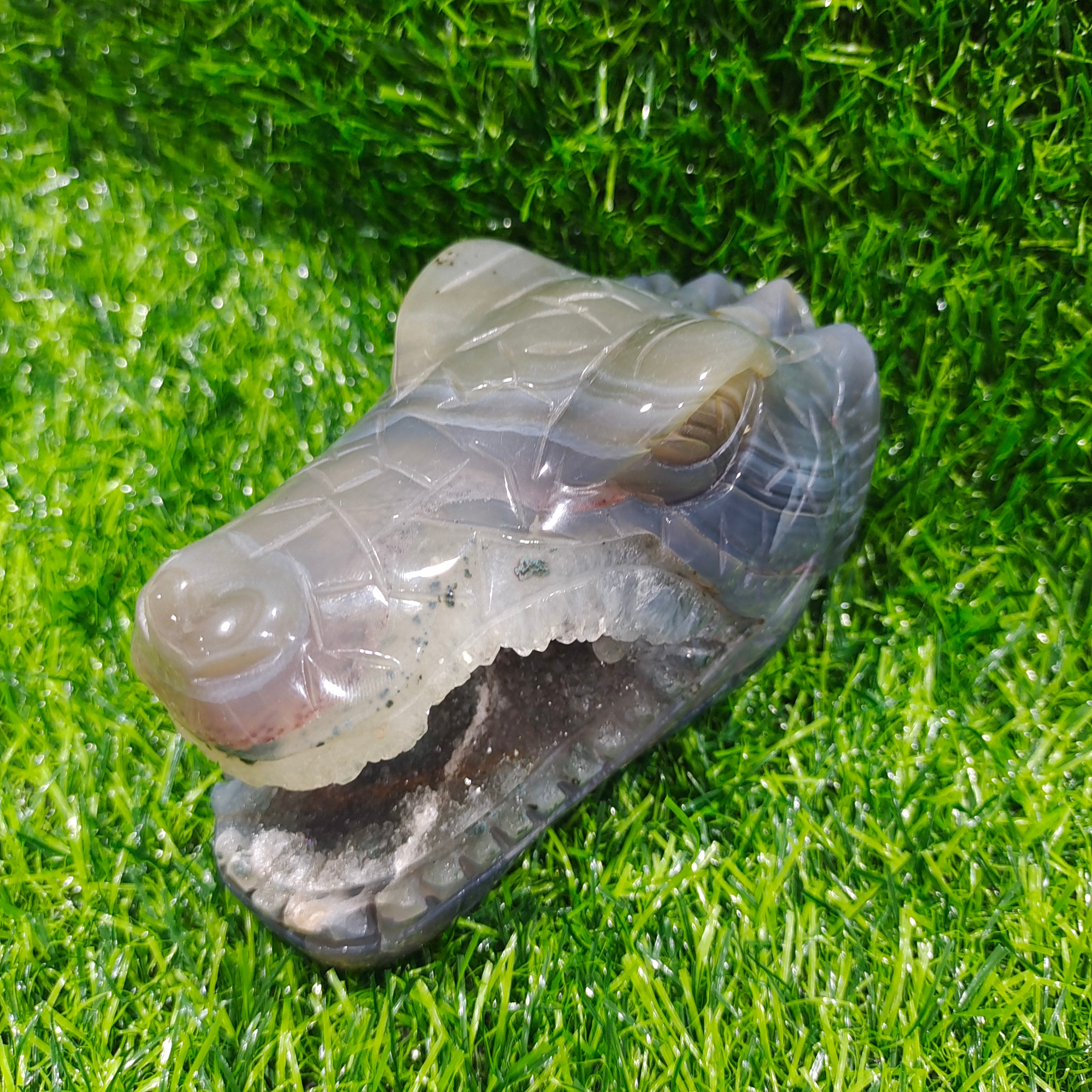 Agate Geode Crocodile Head