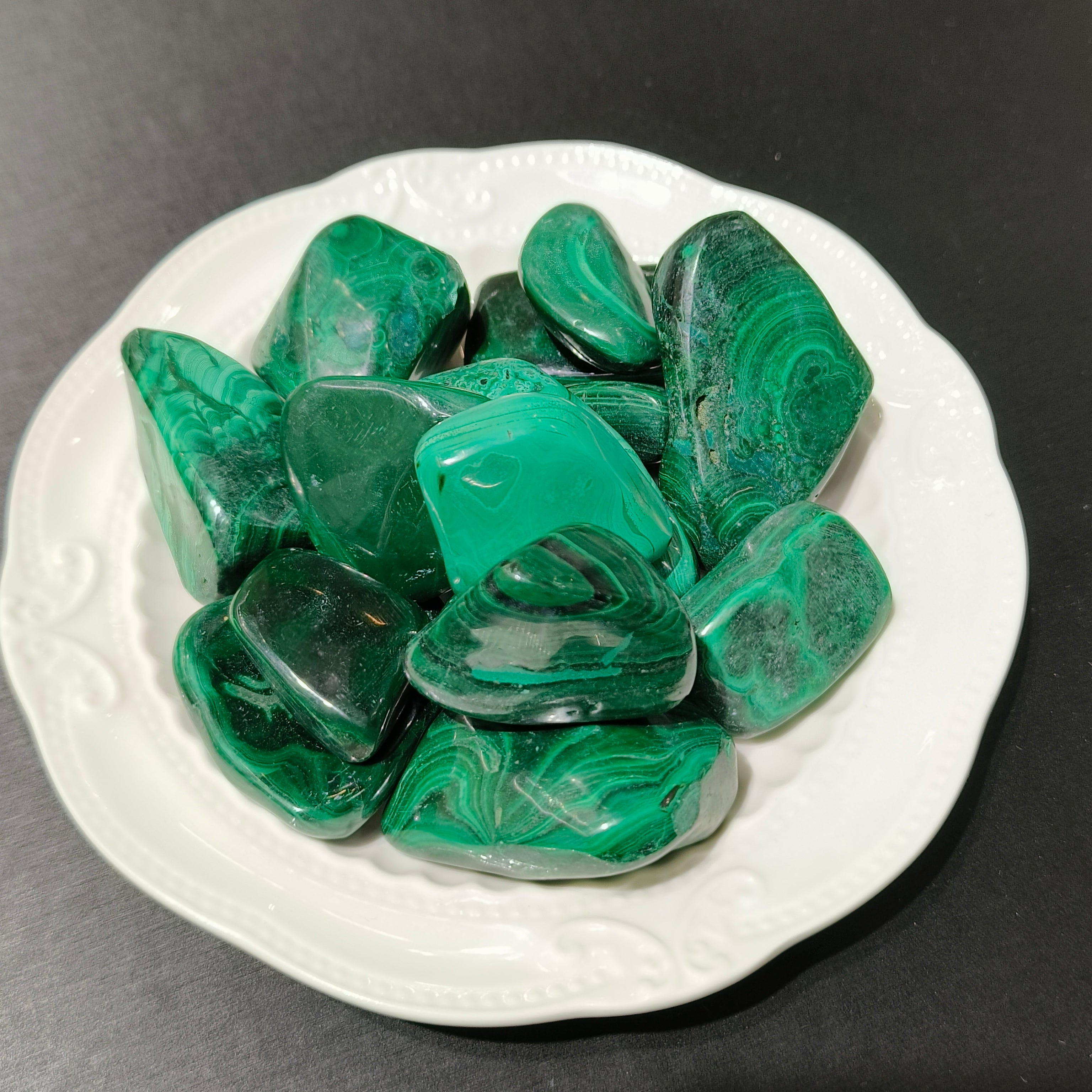 Malachite tumbles