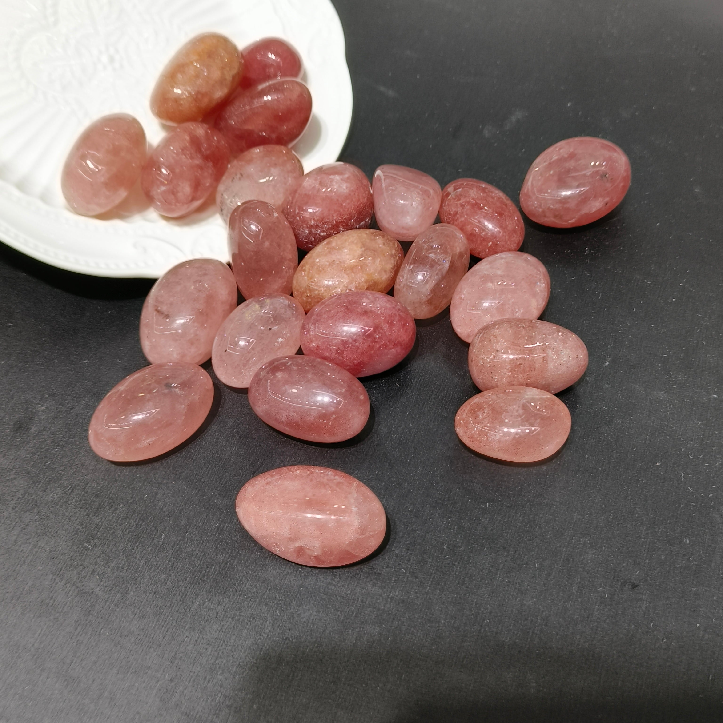 Strawberry quartz tumbles