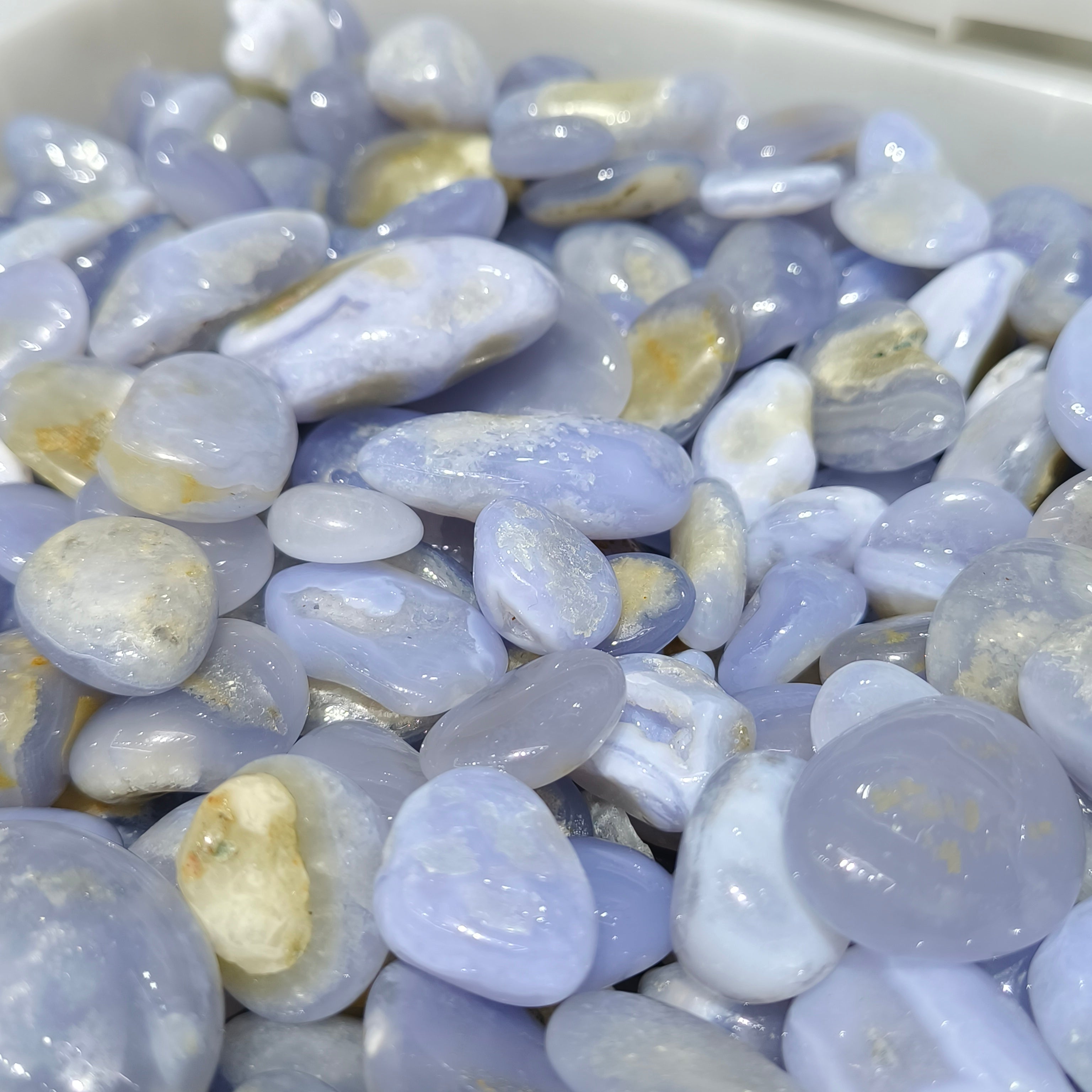 Blue lace agate tumbles