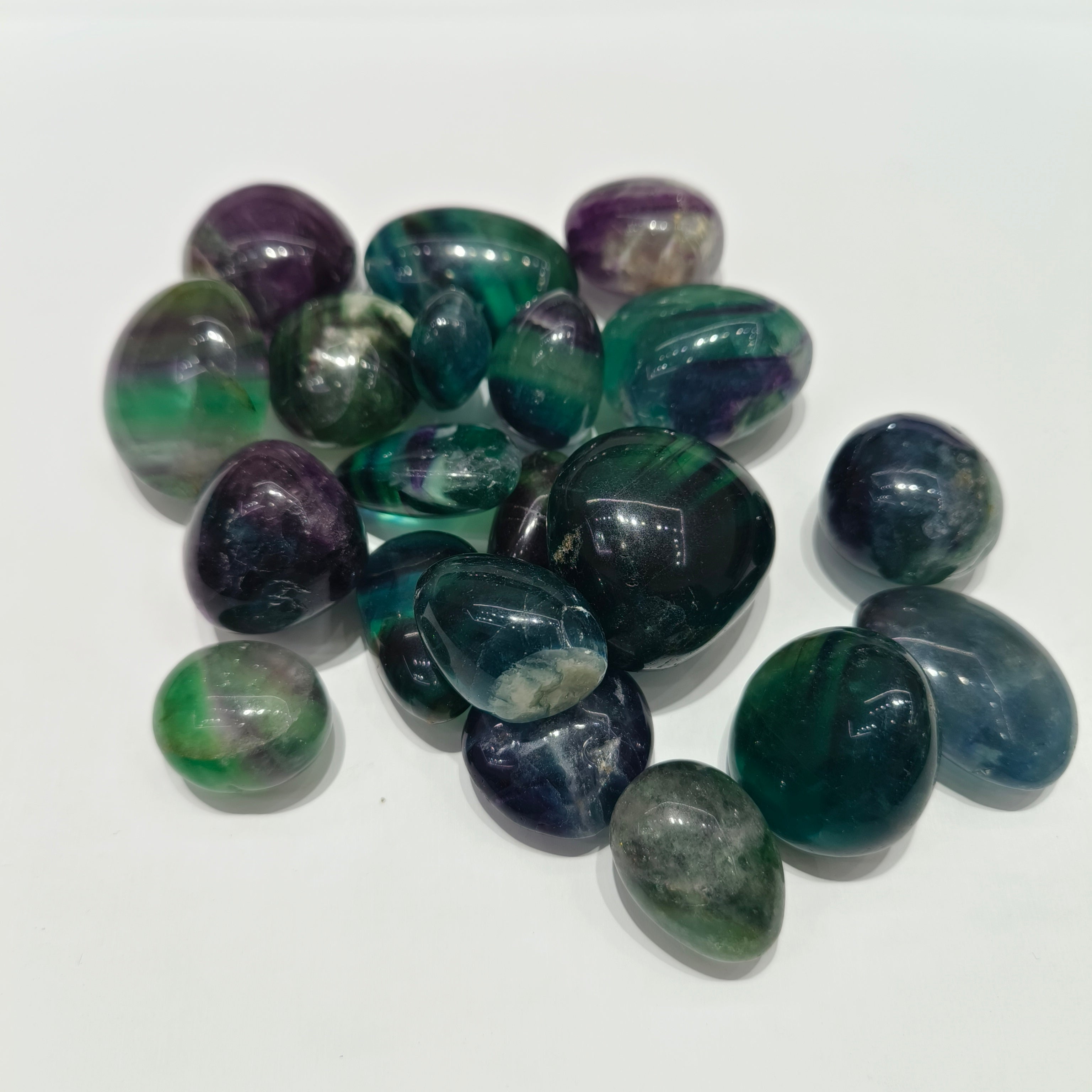 Fluorite tumbles