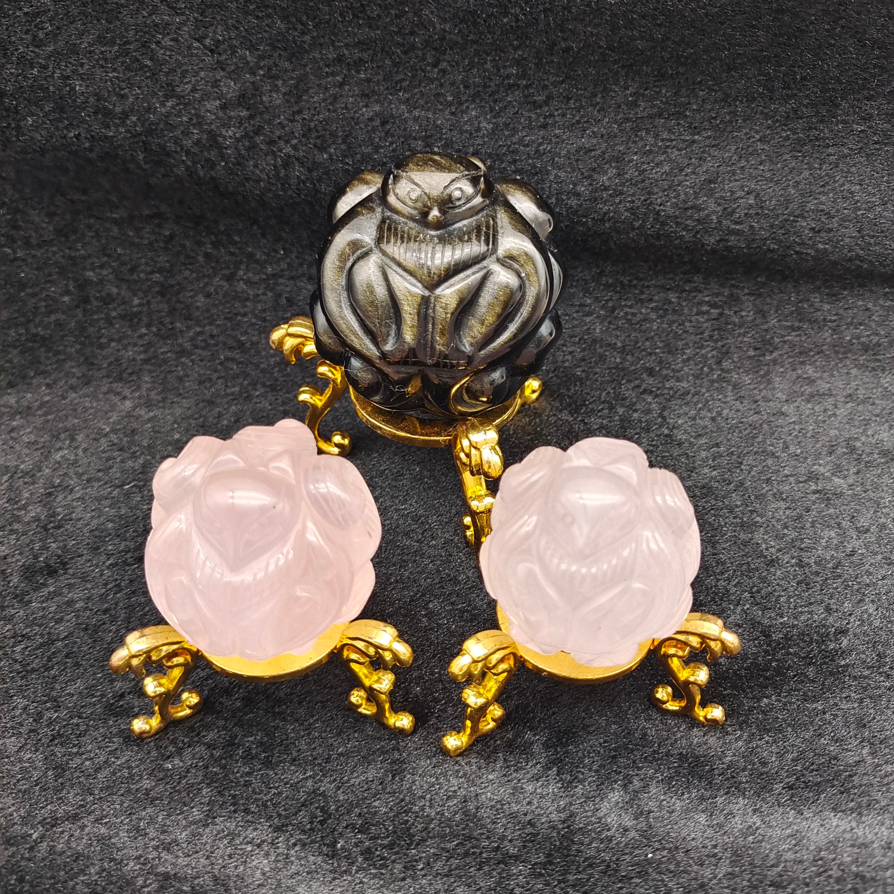 Gold Obsidian, Rose Quartz Nine-Tailed Fox Ball