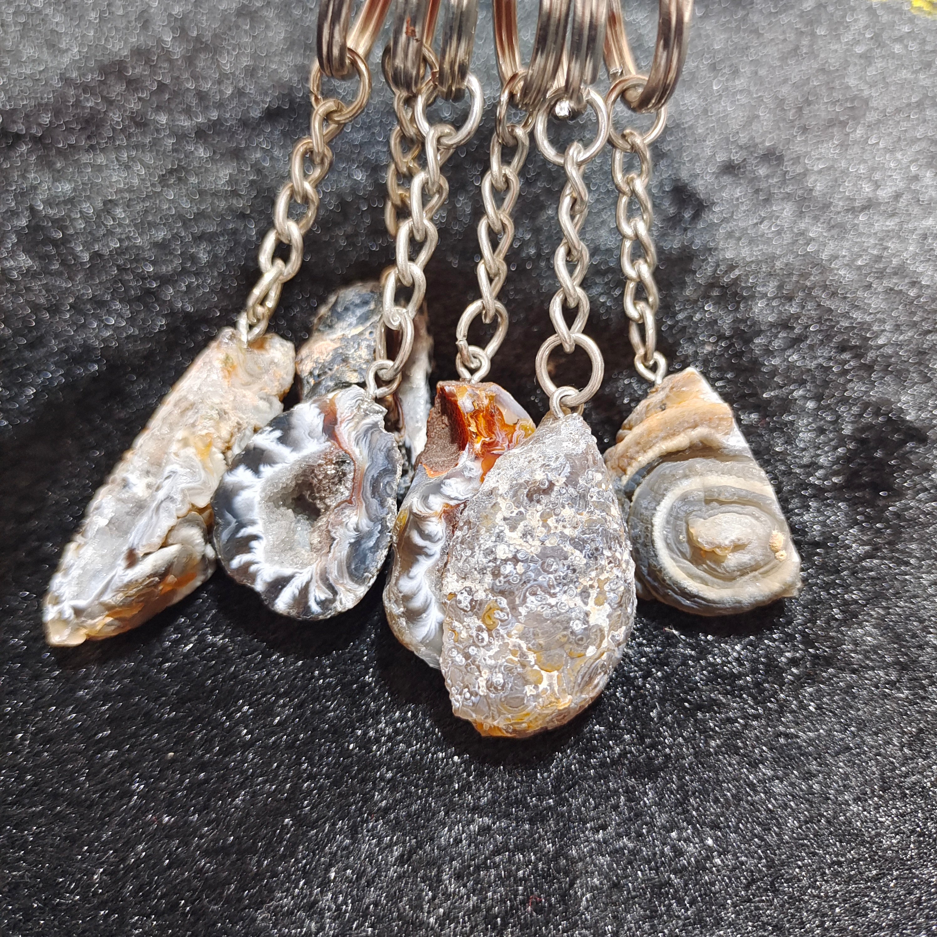 Agate Geode key chain