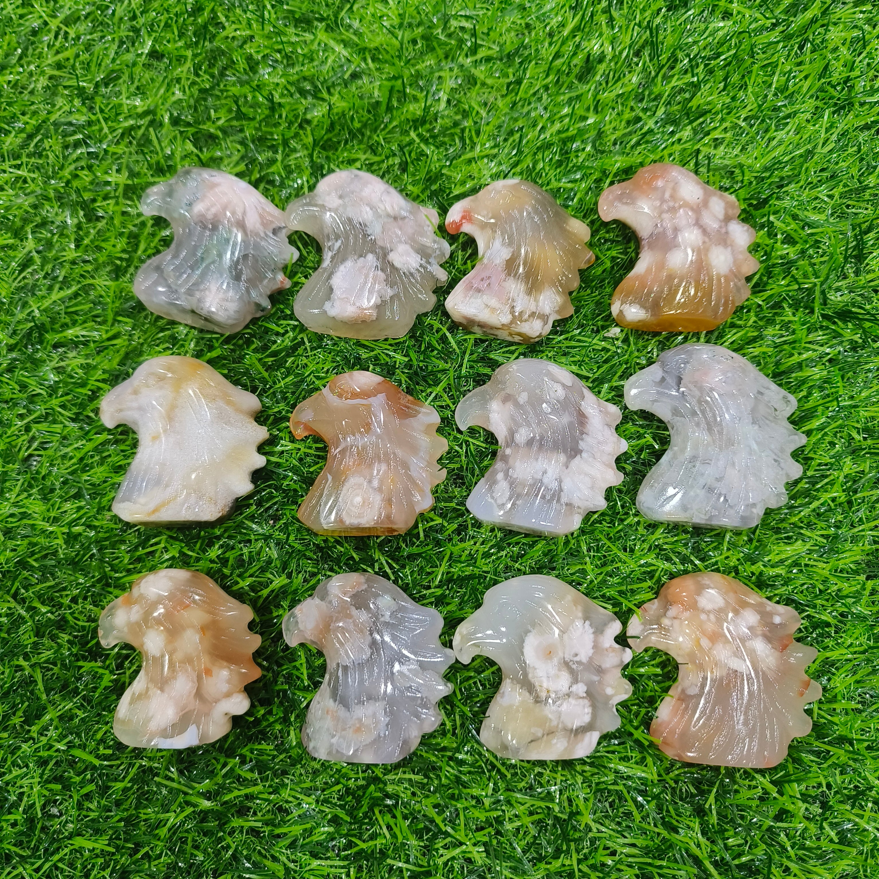 Flower agate eagle head