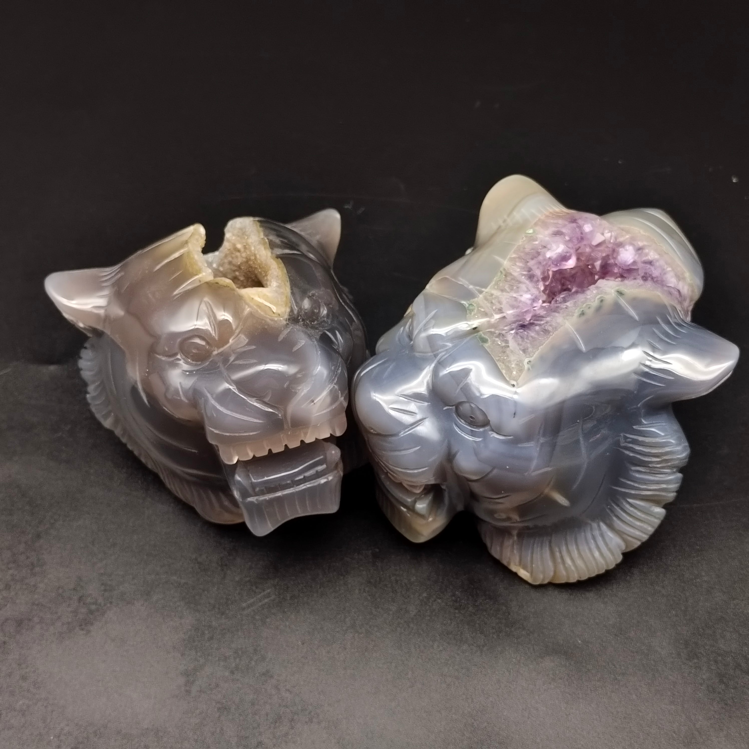 Agate Geode Tiger Head