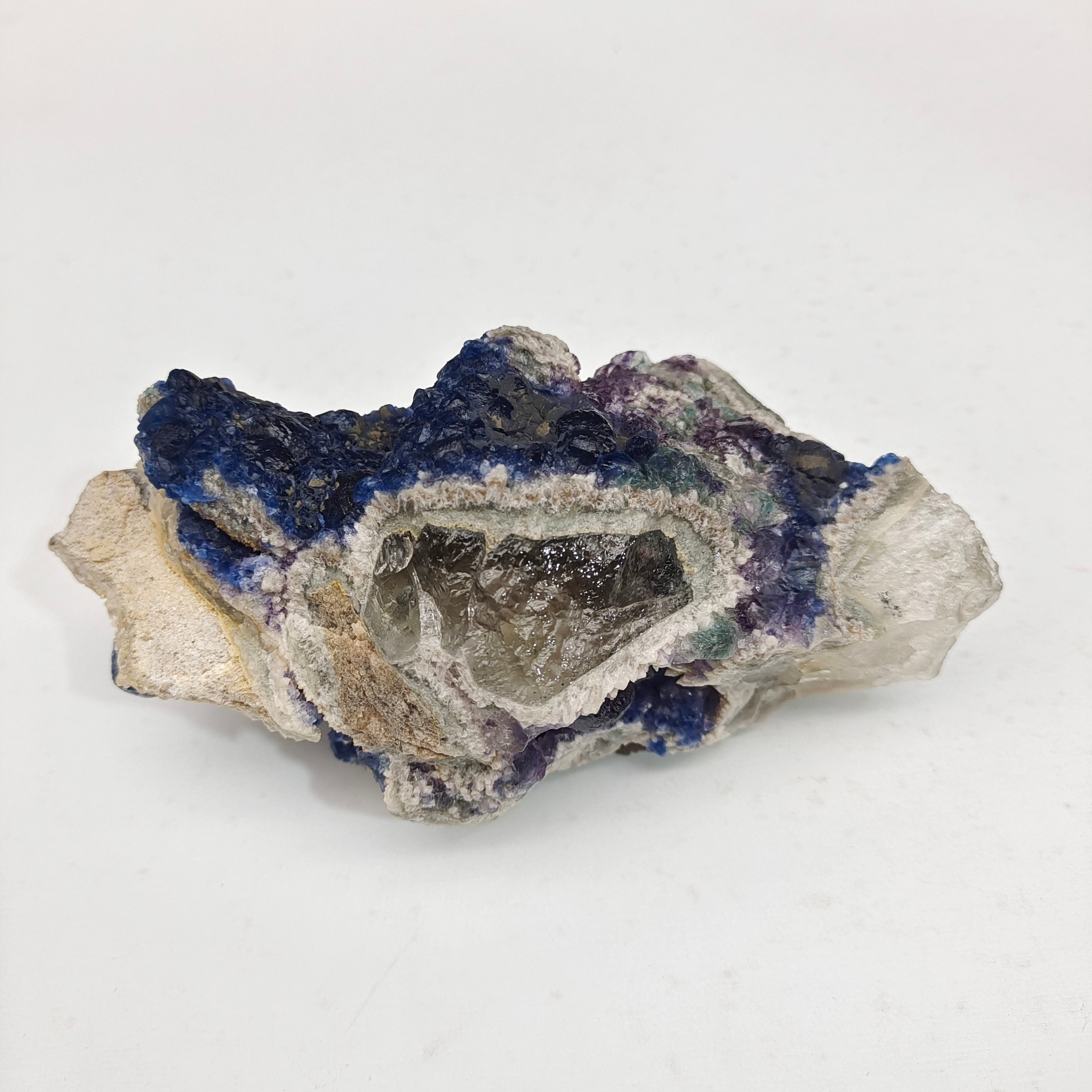 Granular blue fluorite specimen