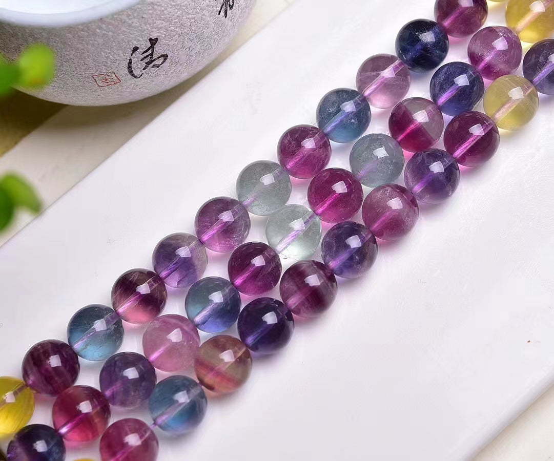 Rainbow fluorite beads