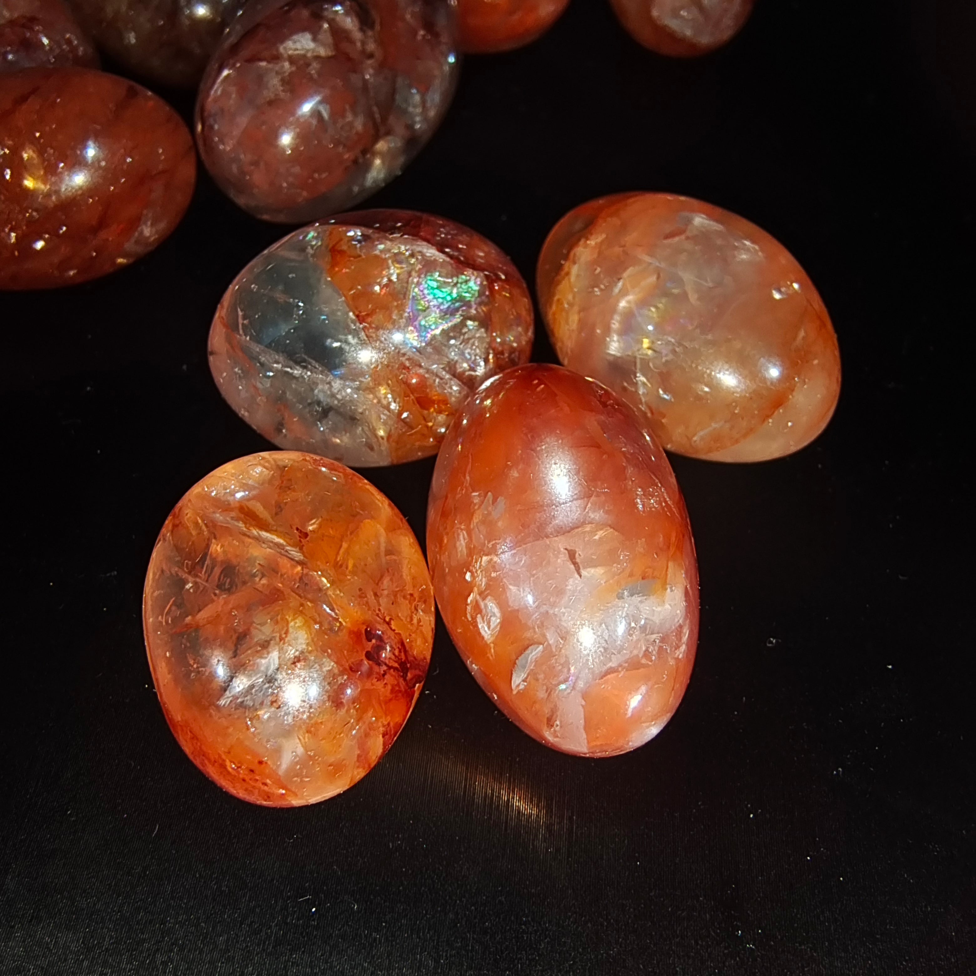 Fire quartz tumbles