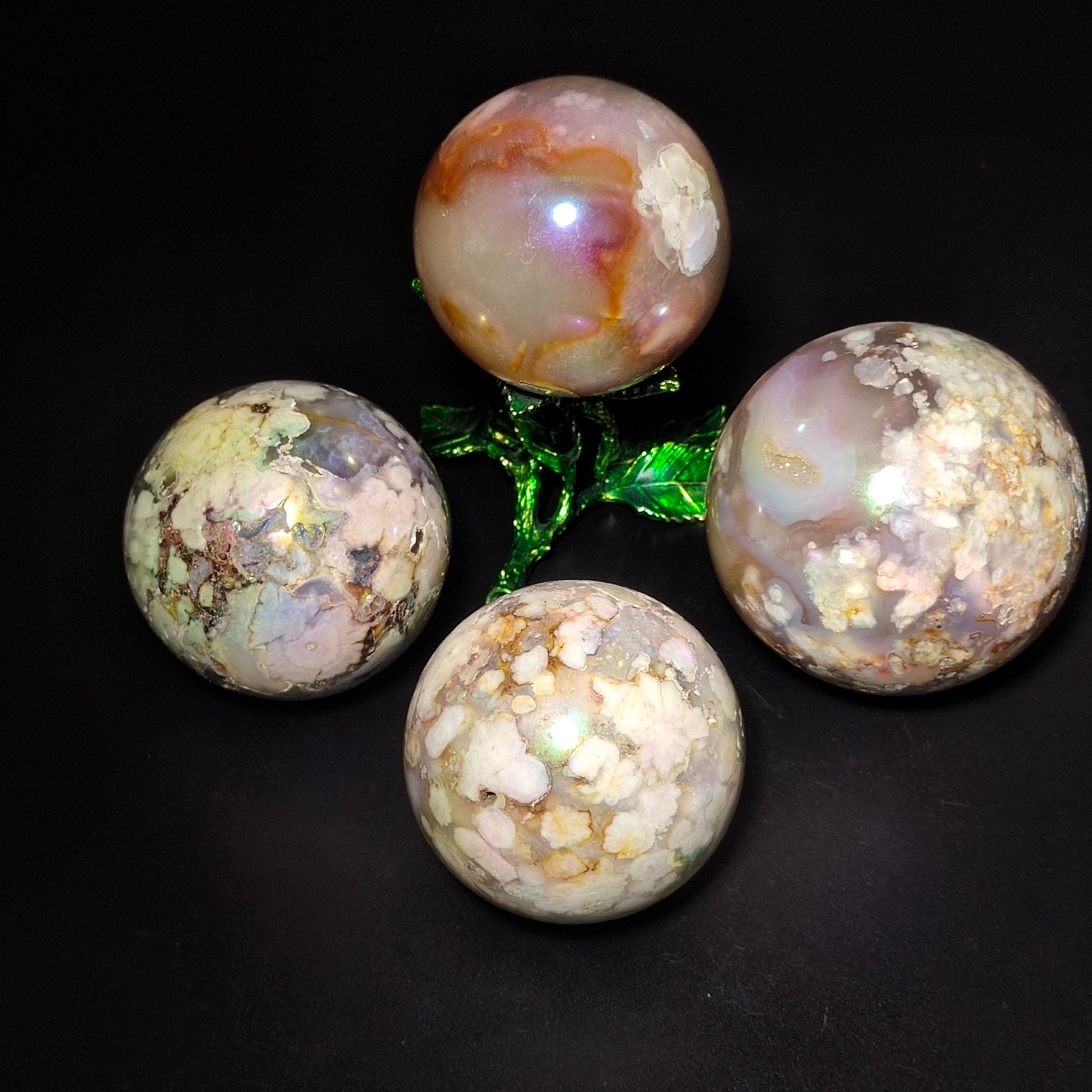 Aura flower agate sphere