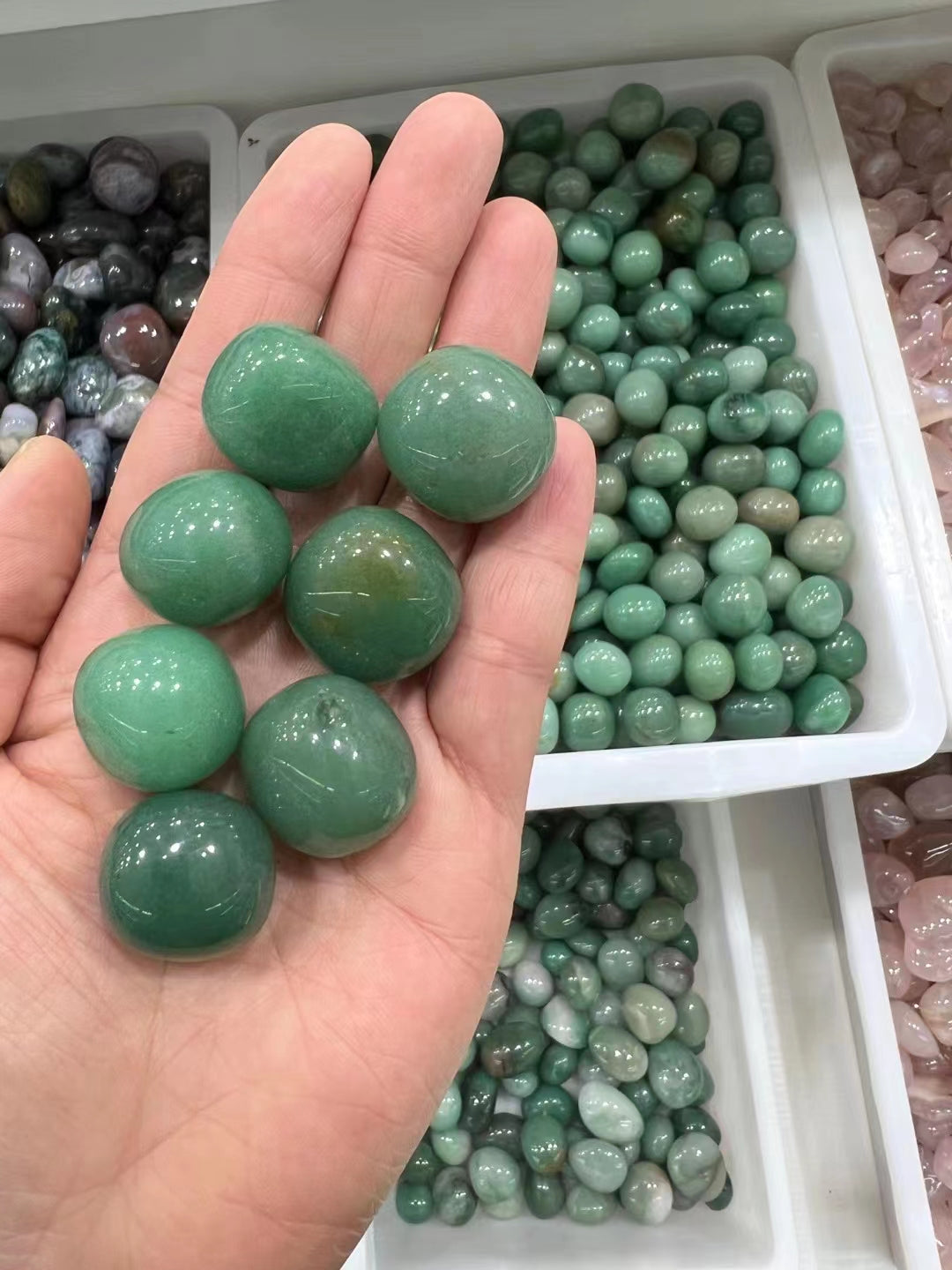 Green aventurine tumbles