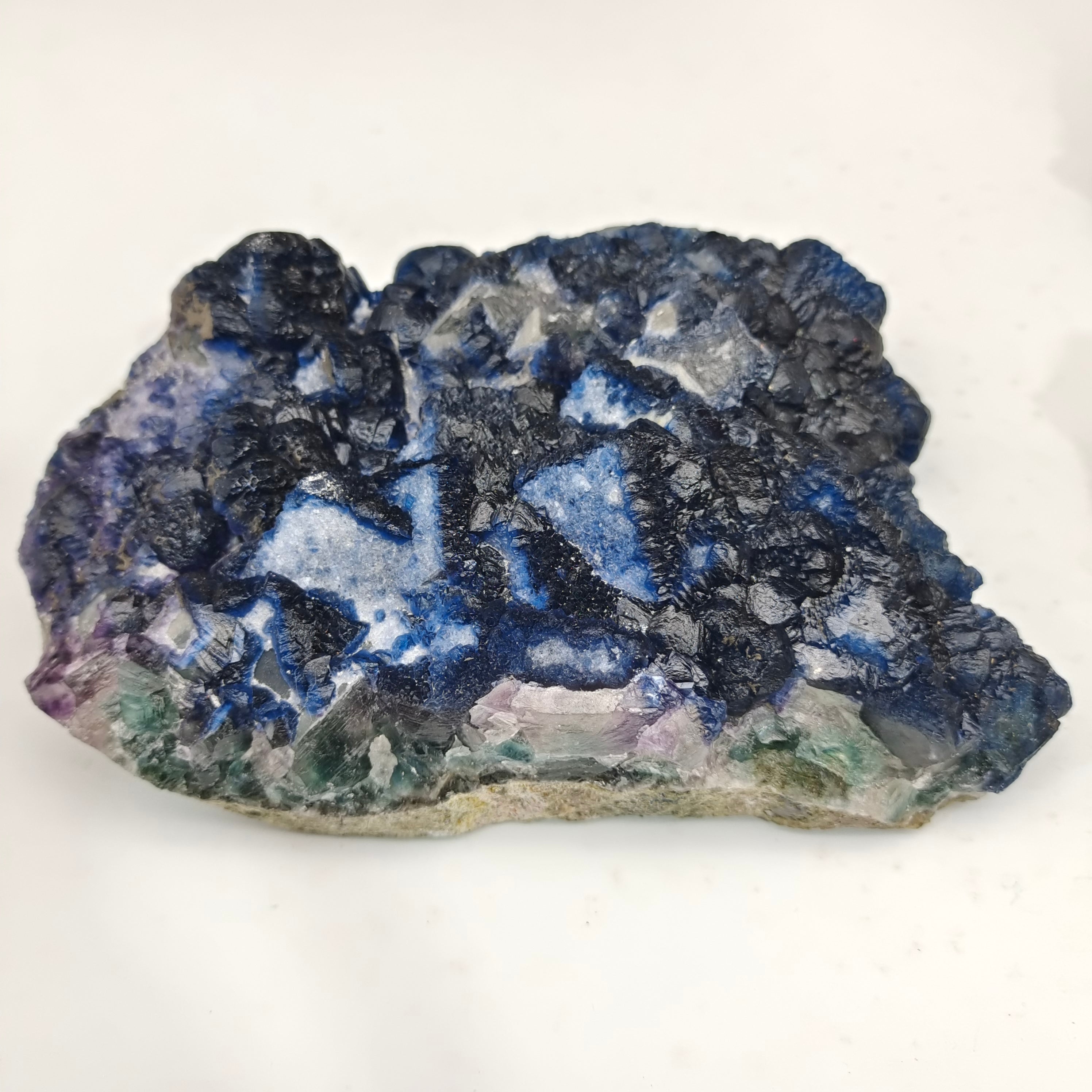 Granular blue fluorite specimen