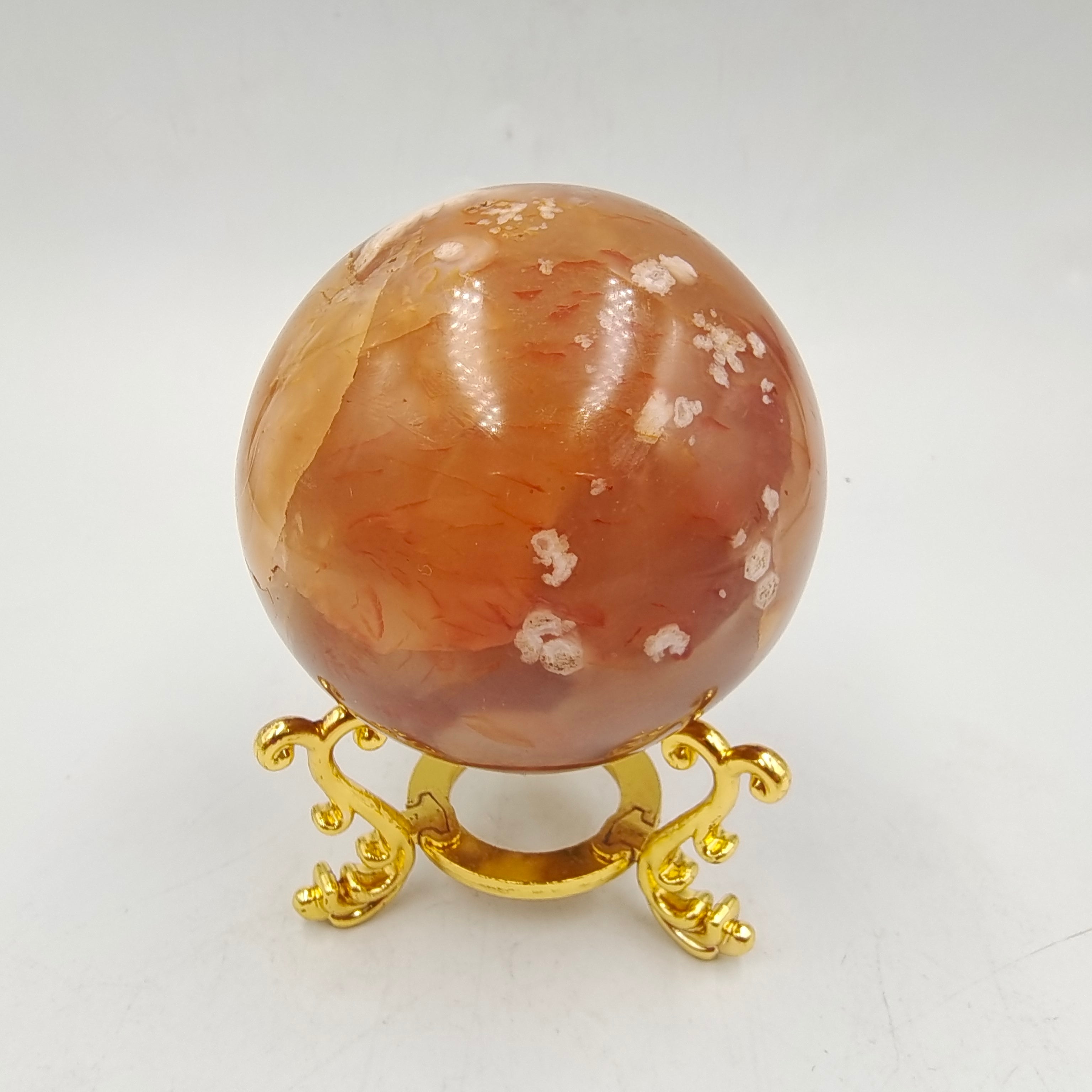 Flower agate sphere