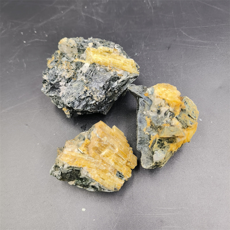 Yellow tourmaline symbiosis with mica specimen