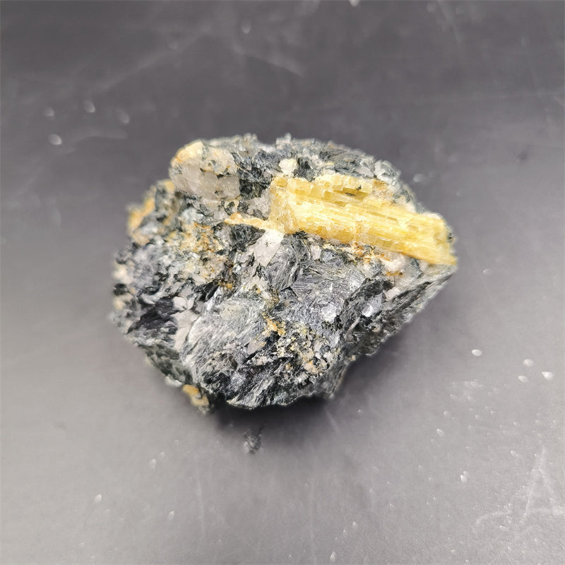 Yellow tourmaline symbiosis with mica specimen