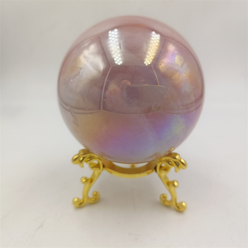 Aura rose quartz sphere